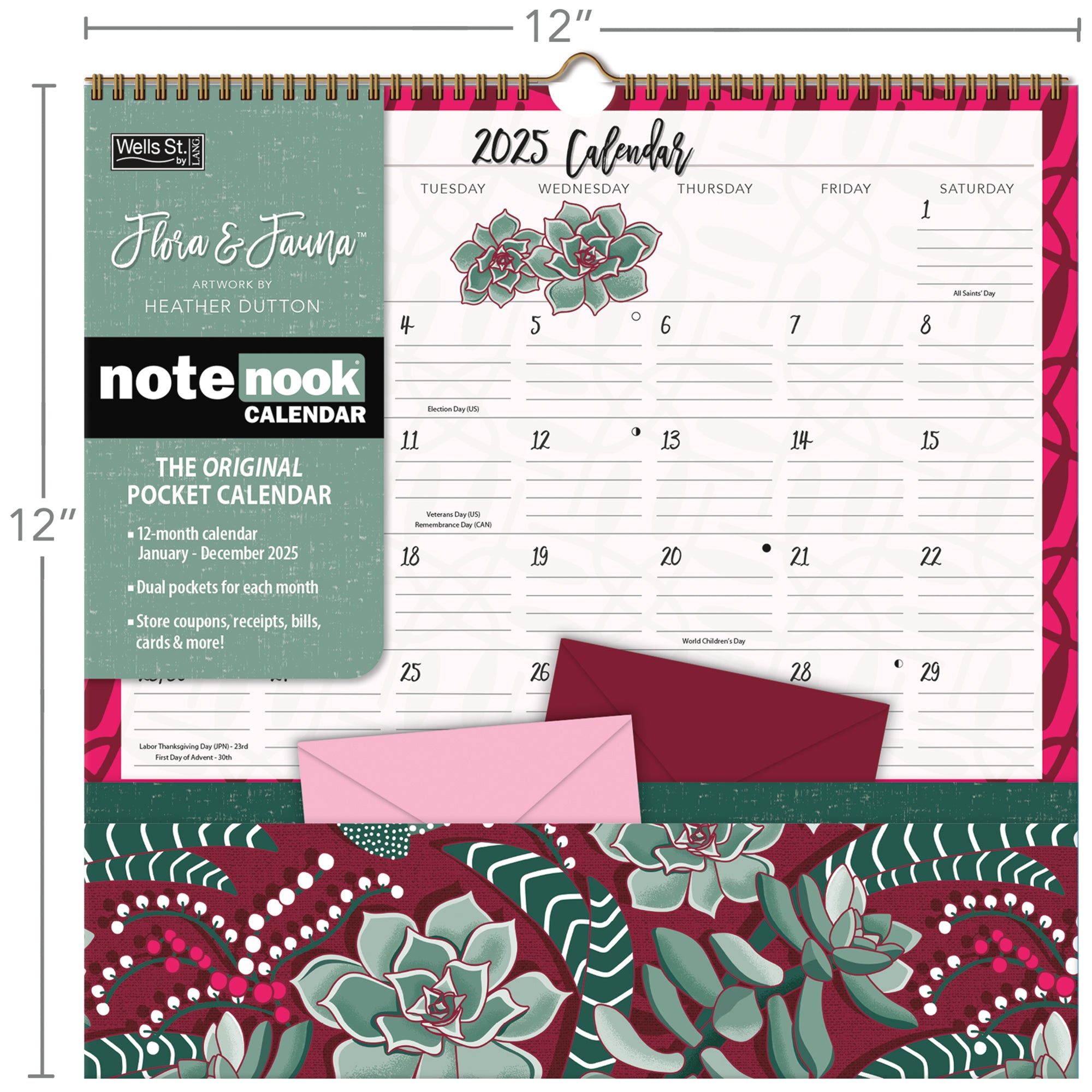 2025 Flora & Fauna - LANG Note Nook Square Wall Calendar