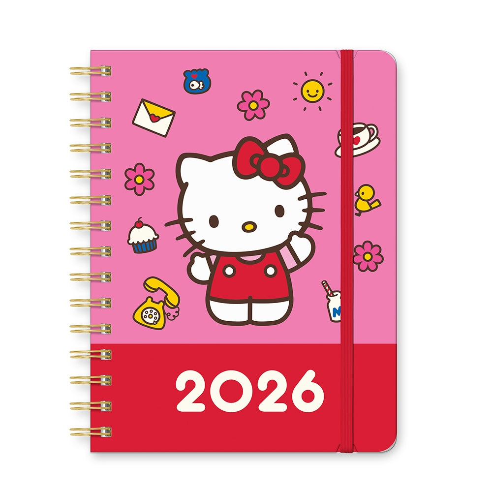 2026 Hello Kitty Playful Pink - Deluxe Compact Flexi 17-Month Monthly & Weekly Diary/Planner