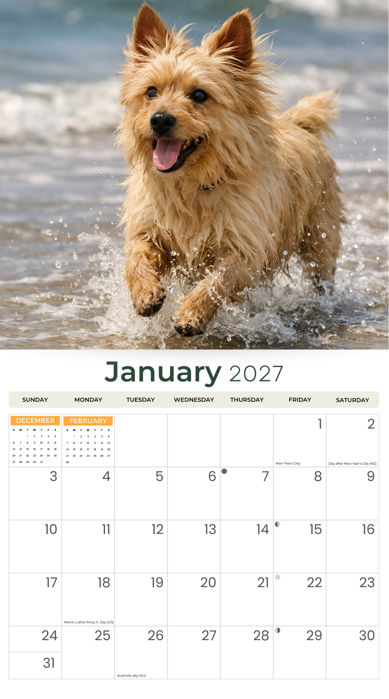 2027 Australian Terriers - Deluxe Wall Calendar