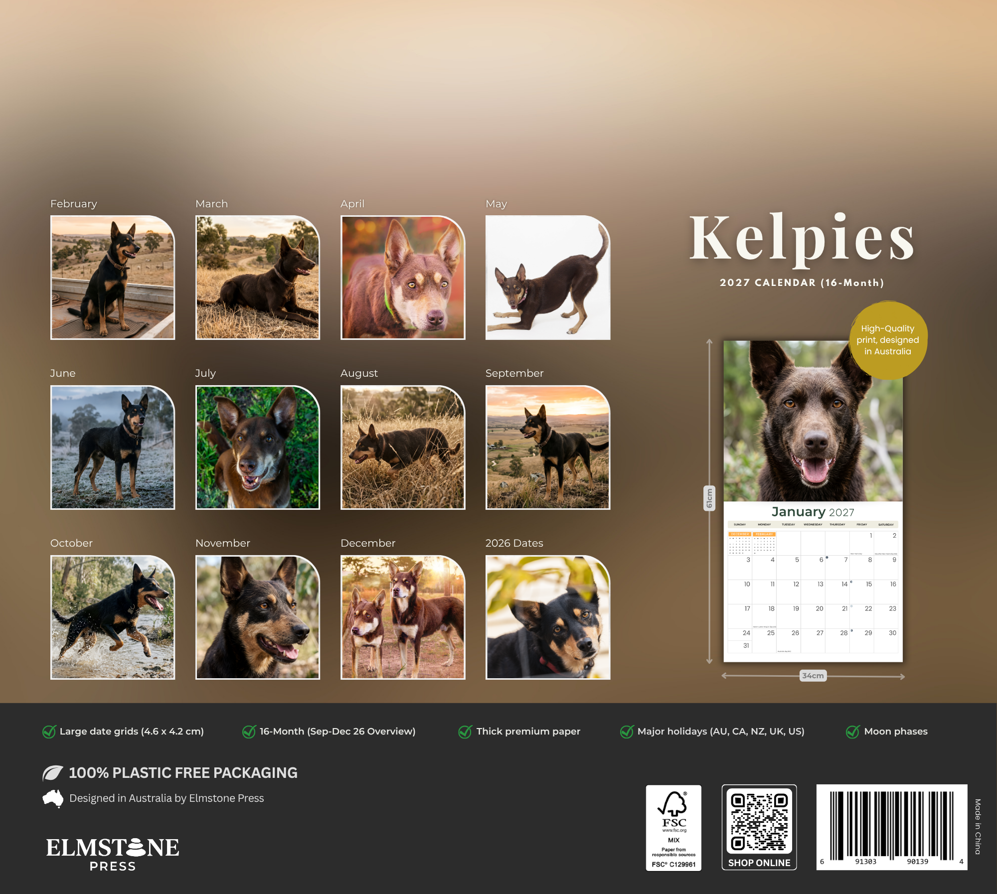 2027 Kelpies - Deluxe Wall Calendar