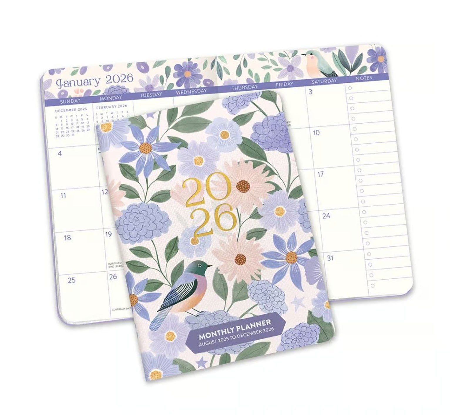 2026 Birds & Bloom - 17-Month Monthly Pocket Diary/Planner
