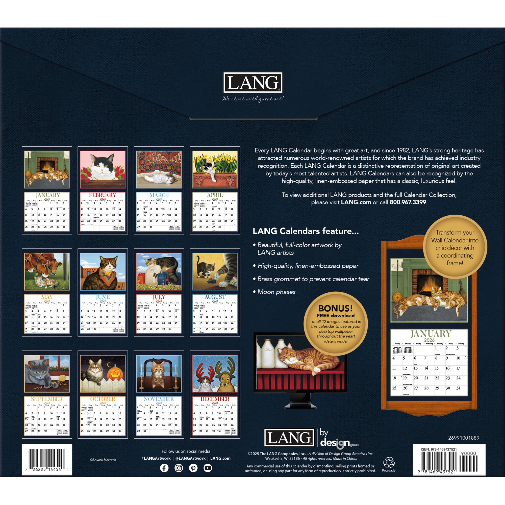 2026 LANG American Cat™ - Deluxe Wall Calendar