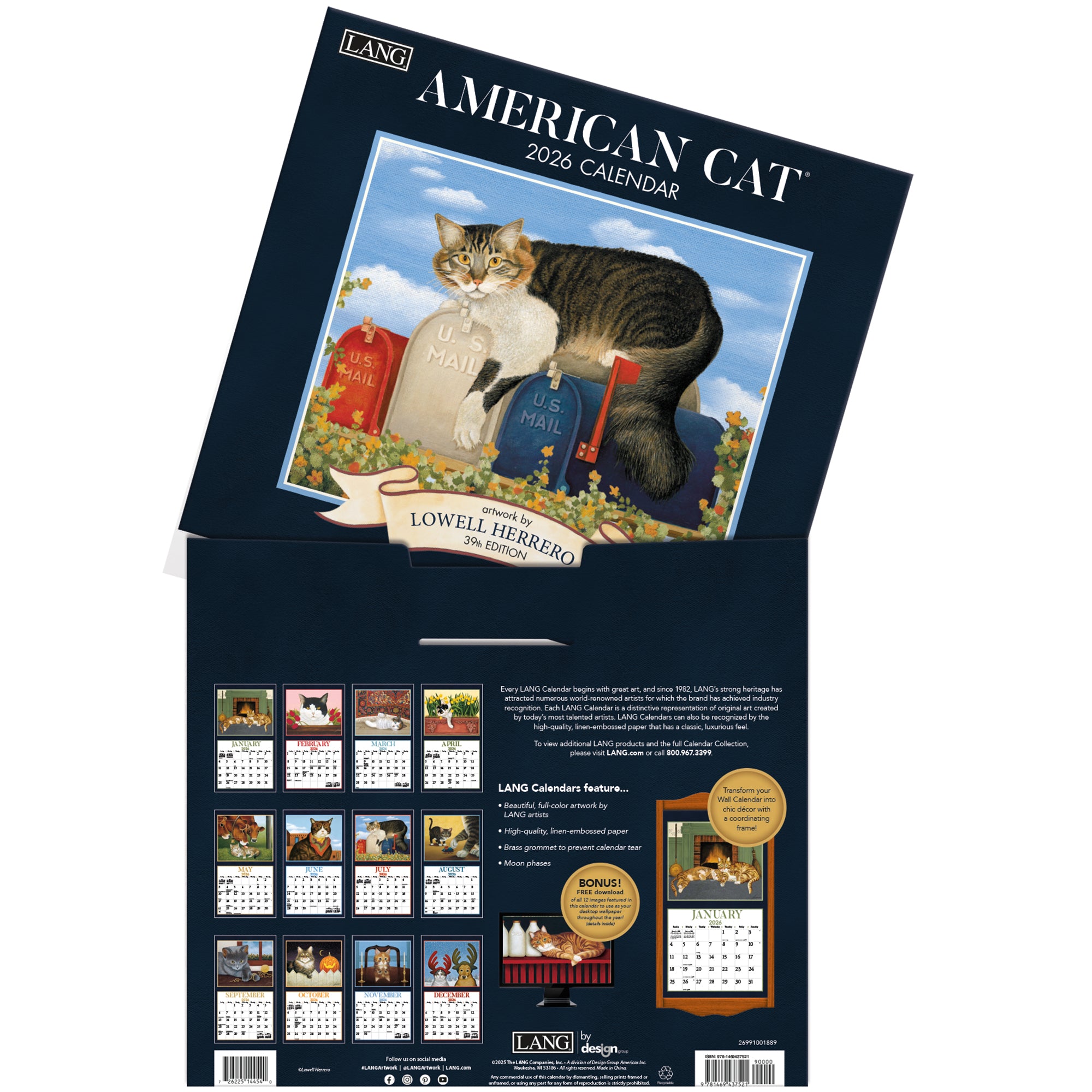 2026 LANG American Cat™ - Deluxe Wall Calendar