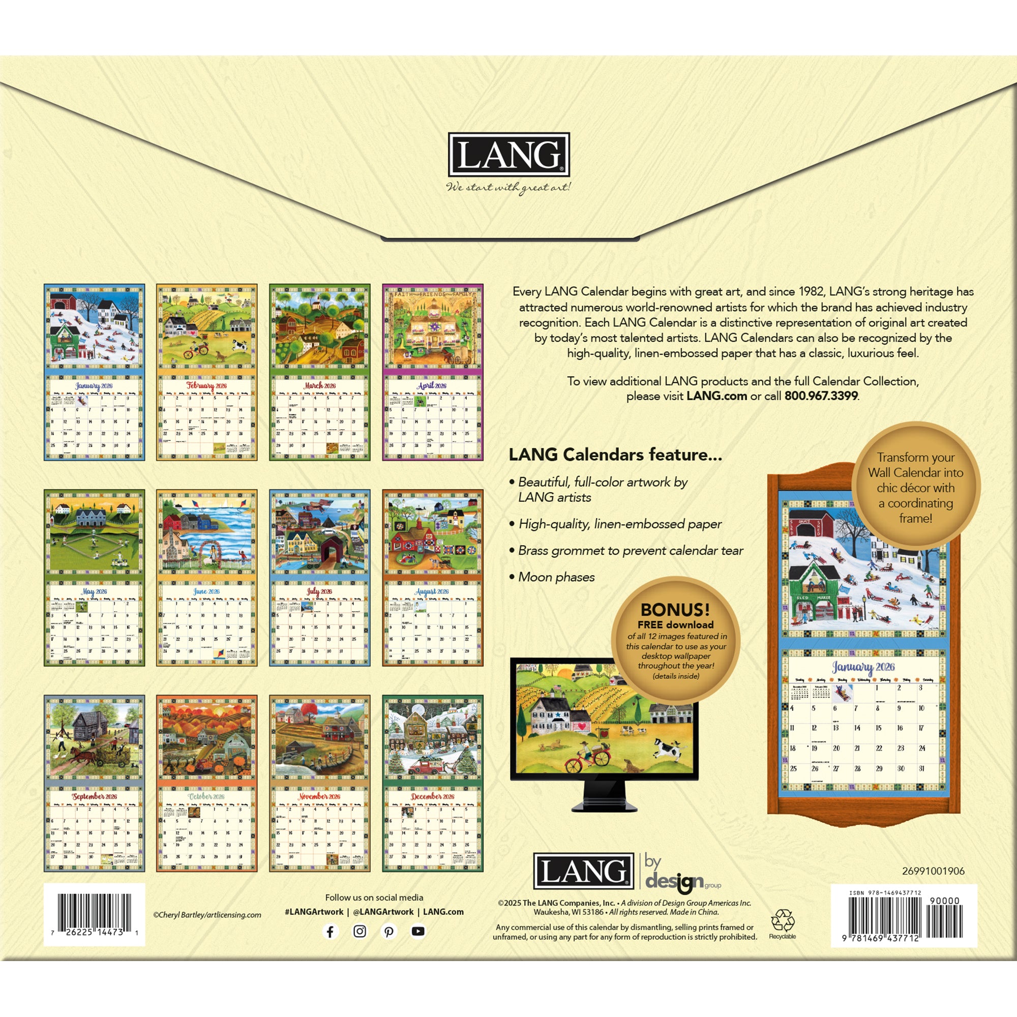 2026 LANG Country Sampler - Deluxe Wall Calendar