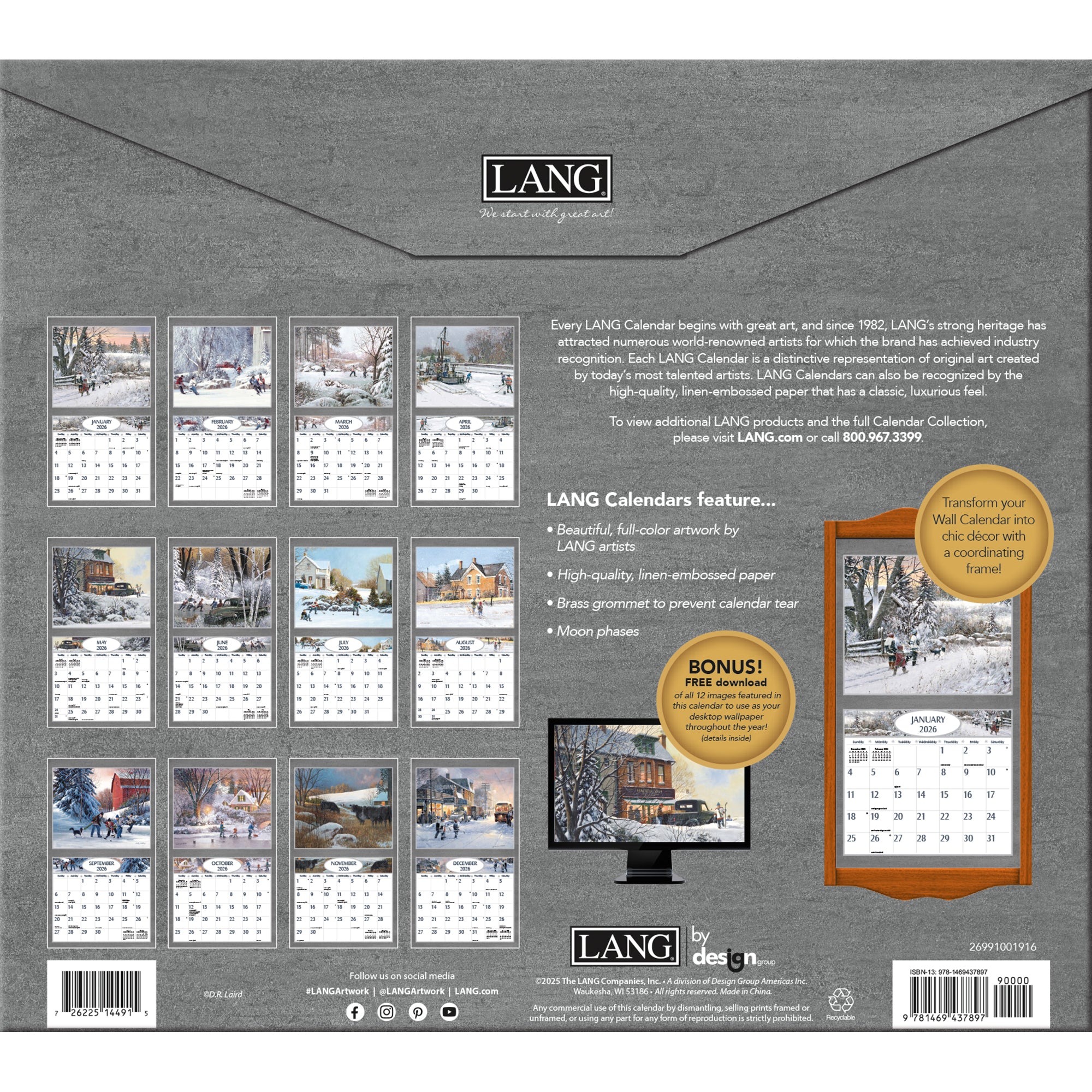 2026 LANG Hockey Hockey Hockey - Deluxe Wall Calendar