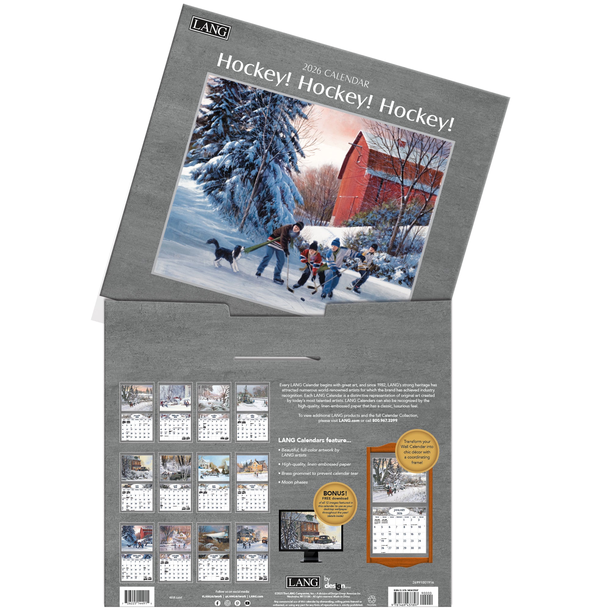 2026 LANG Hockey Hockey Hockey - Deluxe Wall Calendar