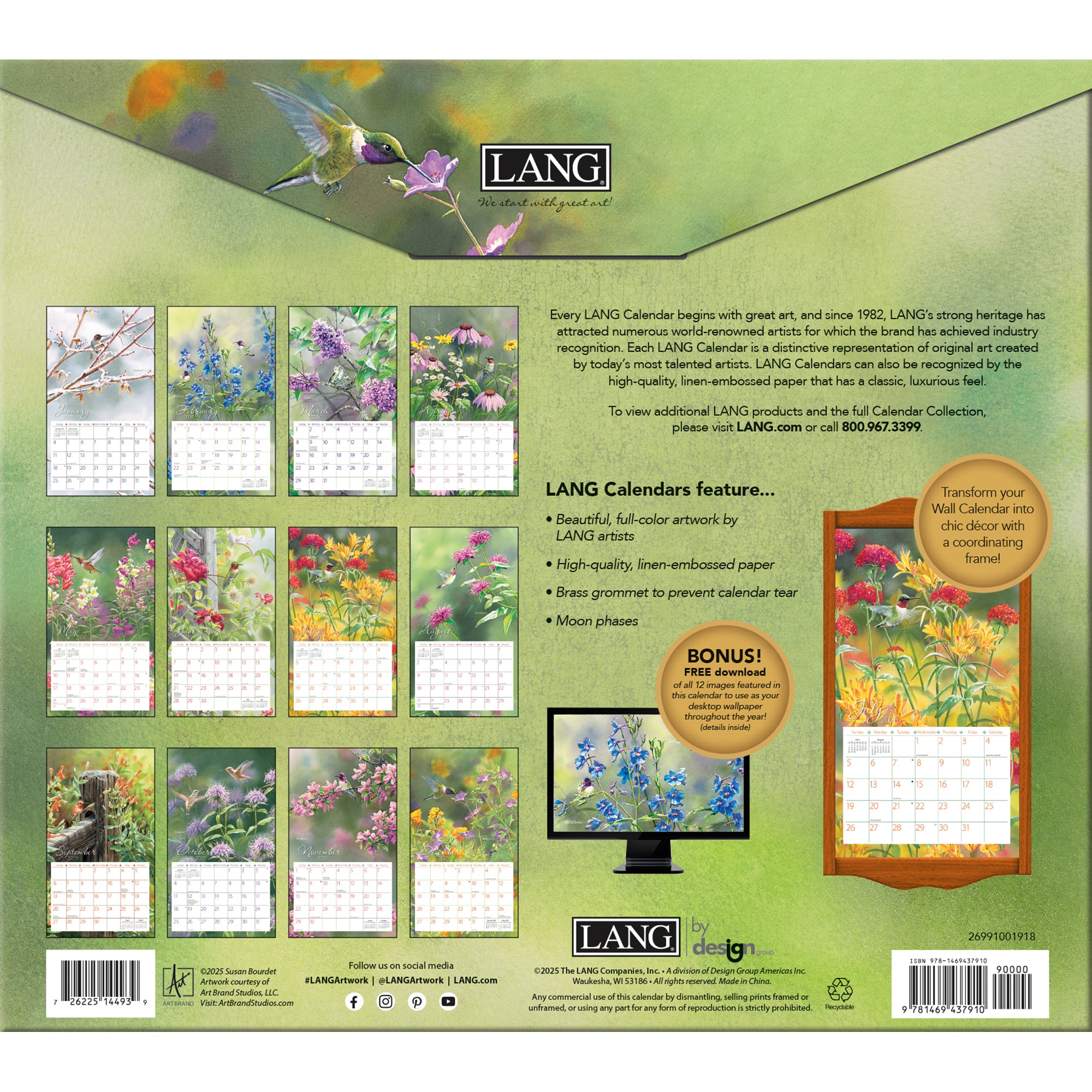 2026 LANG Hummingbirds - Deluxe Wall Calendar
