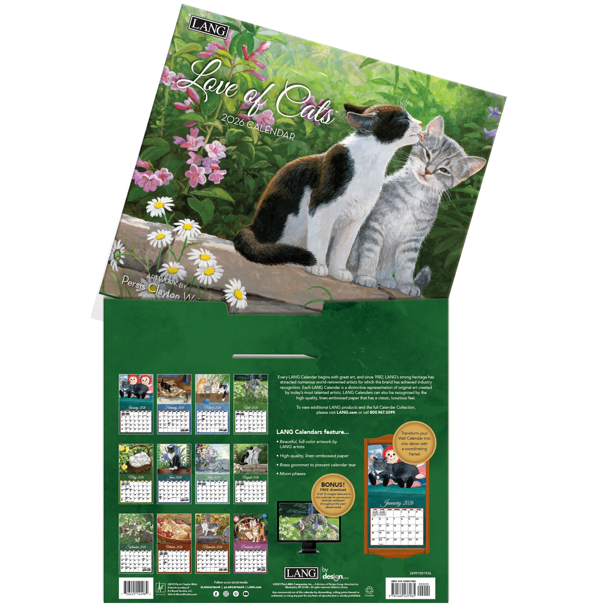 2026 LANG Love Of Cats - Deluxe Wall Calendar