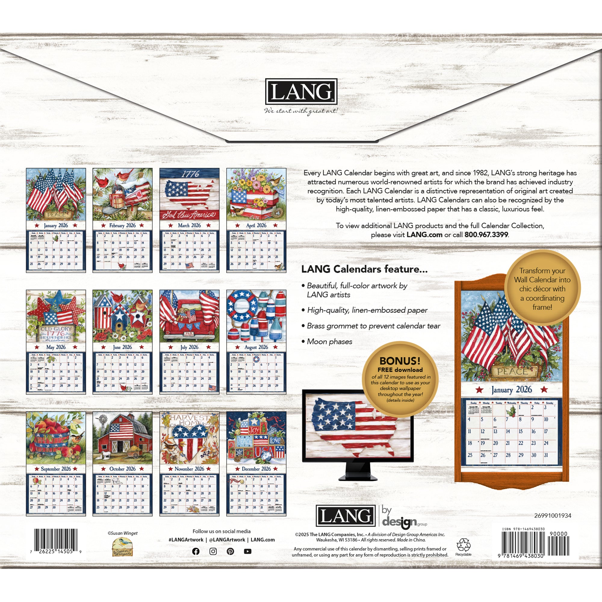 2026 LANG Old Glory - Deluxe Wall Calendar