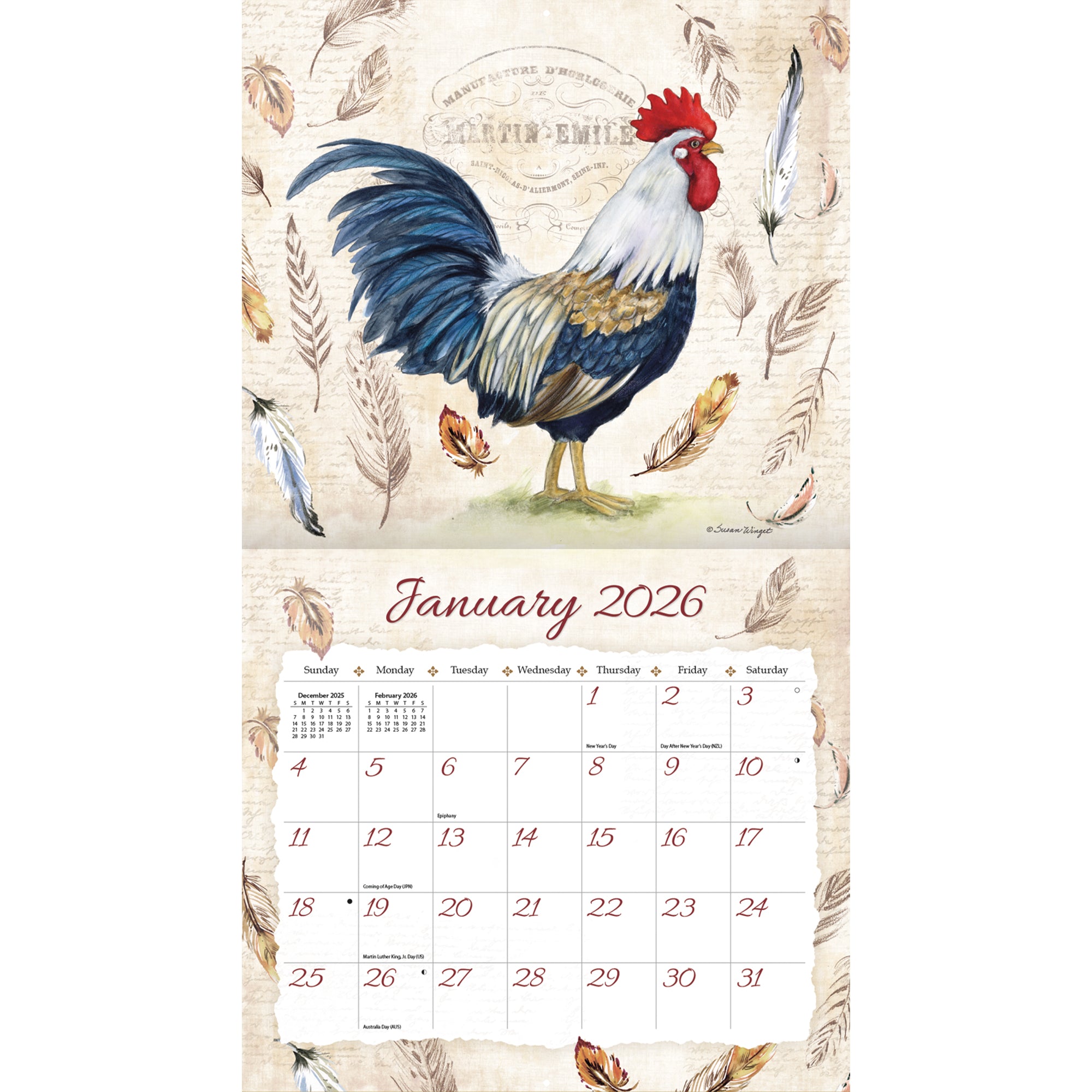 2026 LANG Proud Rooster™ - Deluxe Wall Calendar