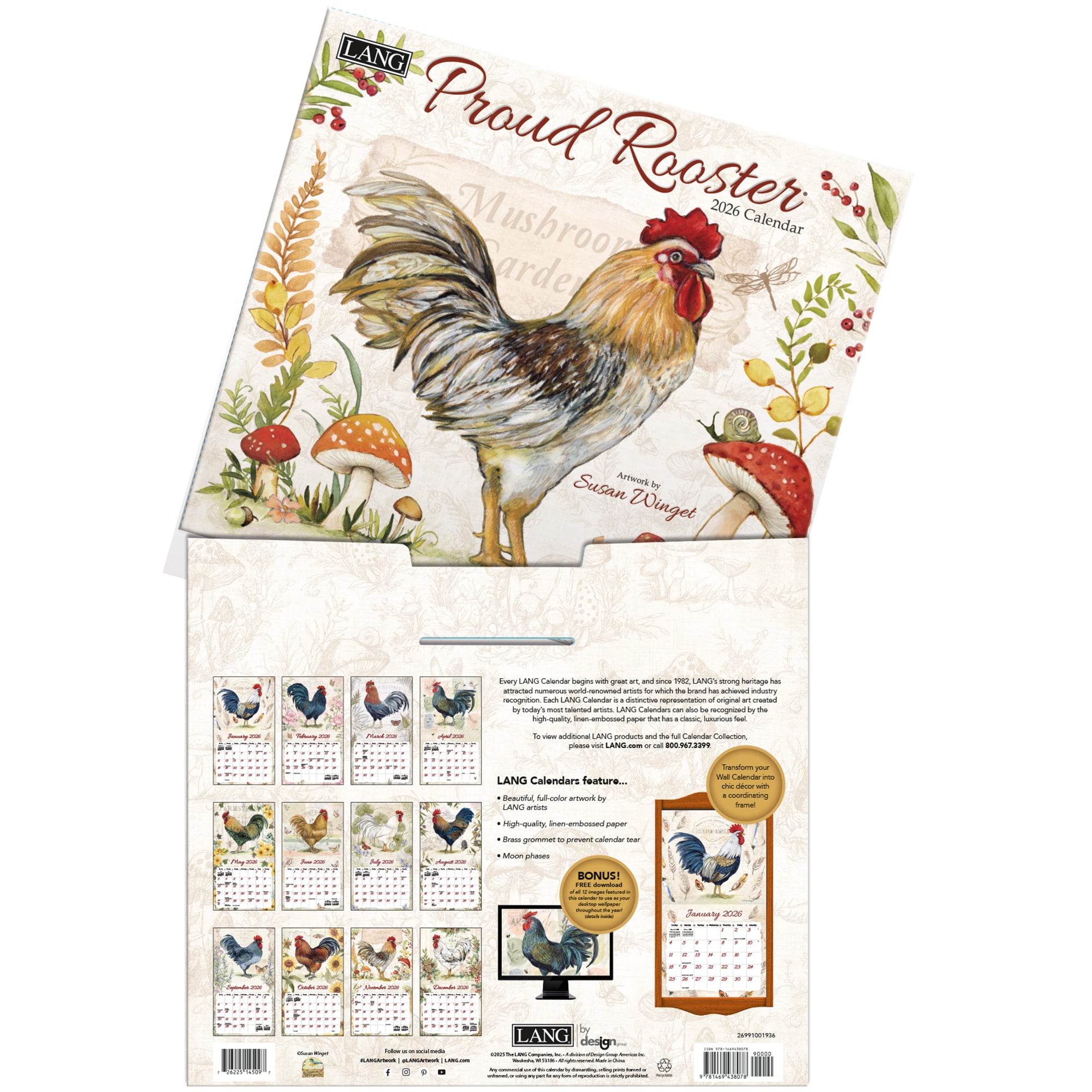 2026 LANG Proud Rooster™ - Deluxe Wall Calendar
