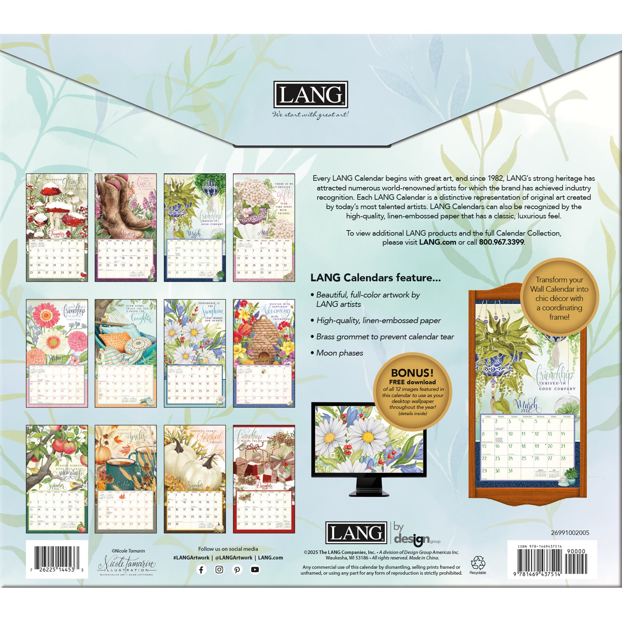 2026 LANG Abundant Friendship™ - Deluxe Wall Calendar