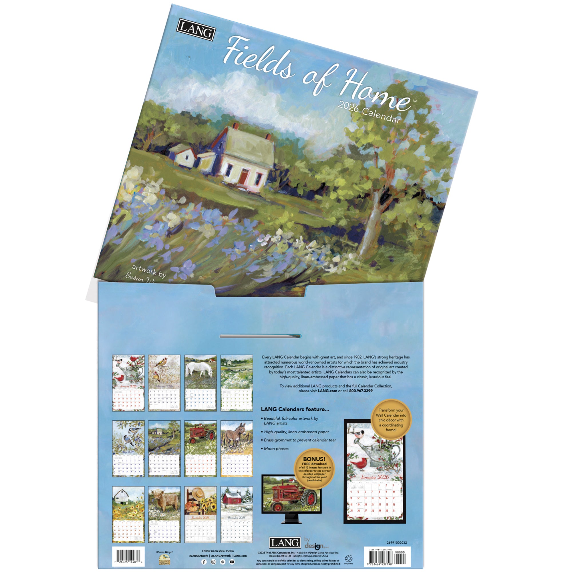 2026 LANG Fields Of Home - Deluxe Wall Calendar
