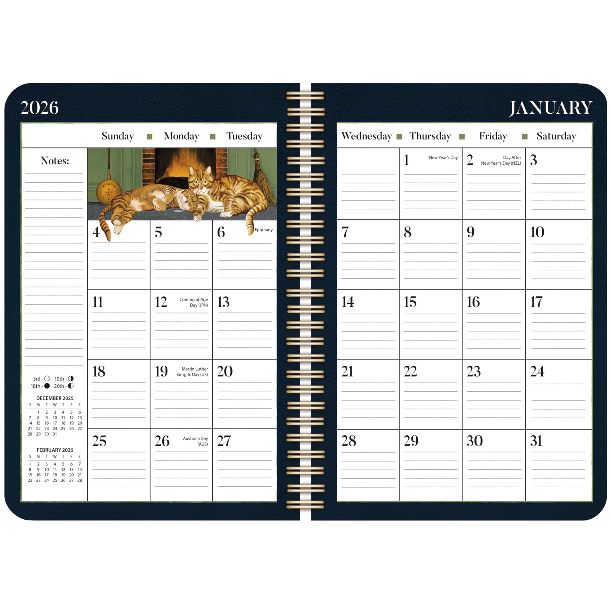 2026 LANG American Cat™ - Spiral Monthly & Weekly Engagement Diary/Planner