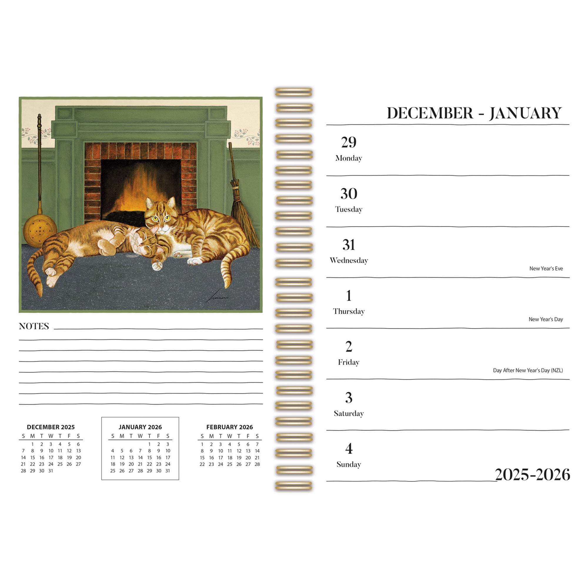 2026 LANG American Cat™ - Spiral Monthly & Weekly Engagement Diary/Planner