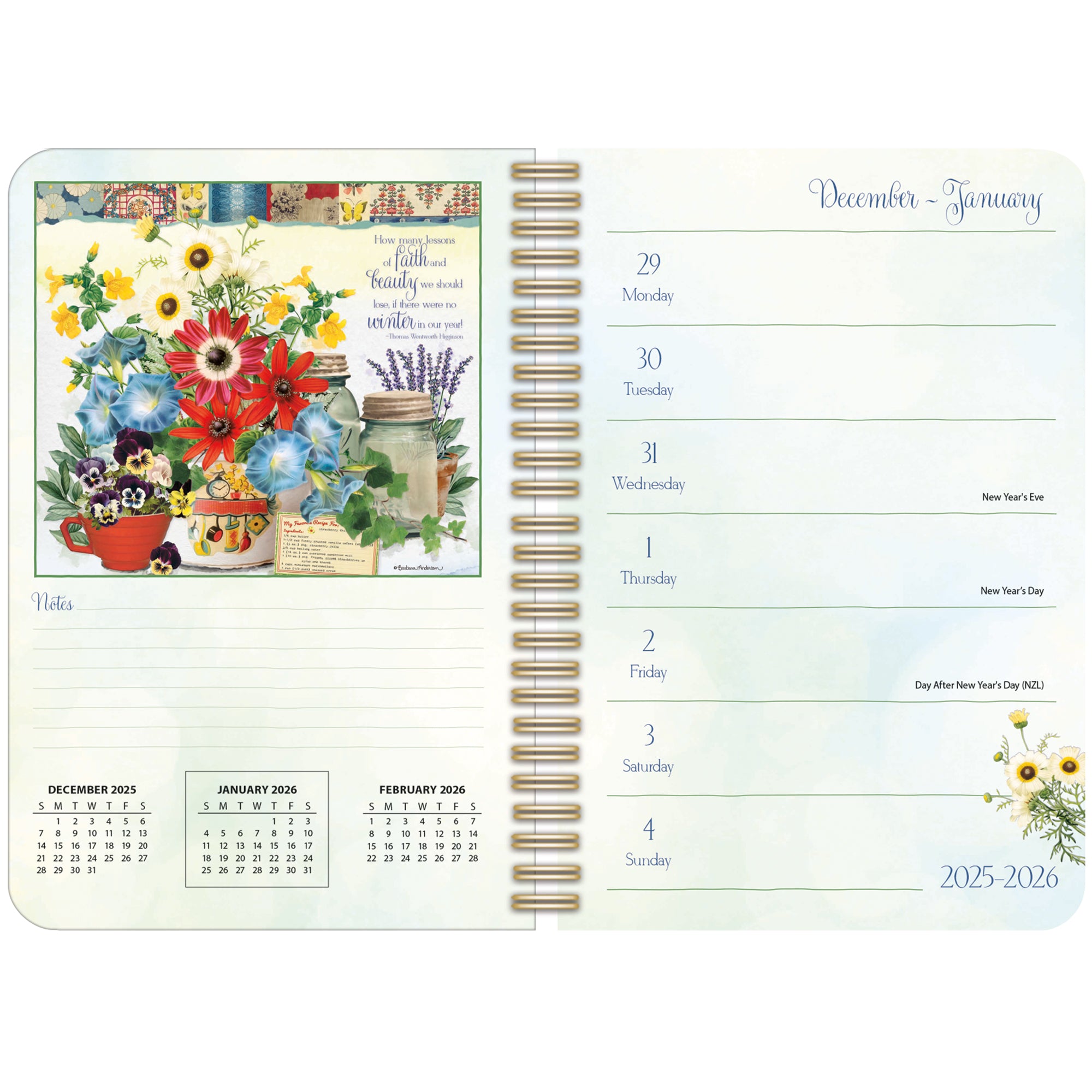 2026 LANG Garden Botanicals - Spiral Monthly & Weekly Engagement Diary/Planner