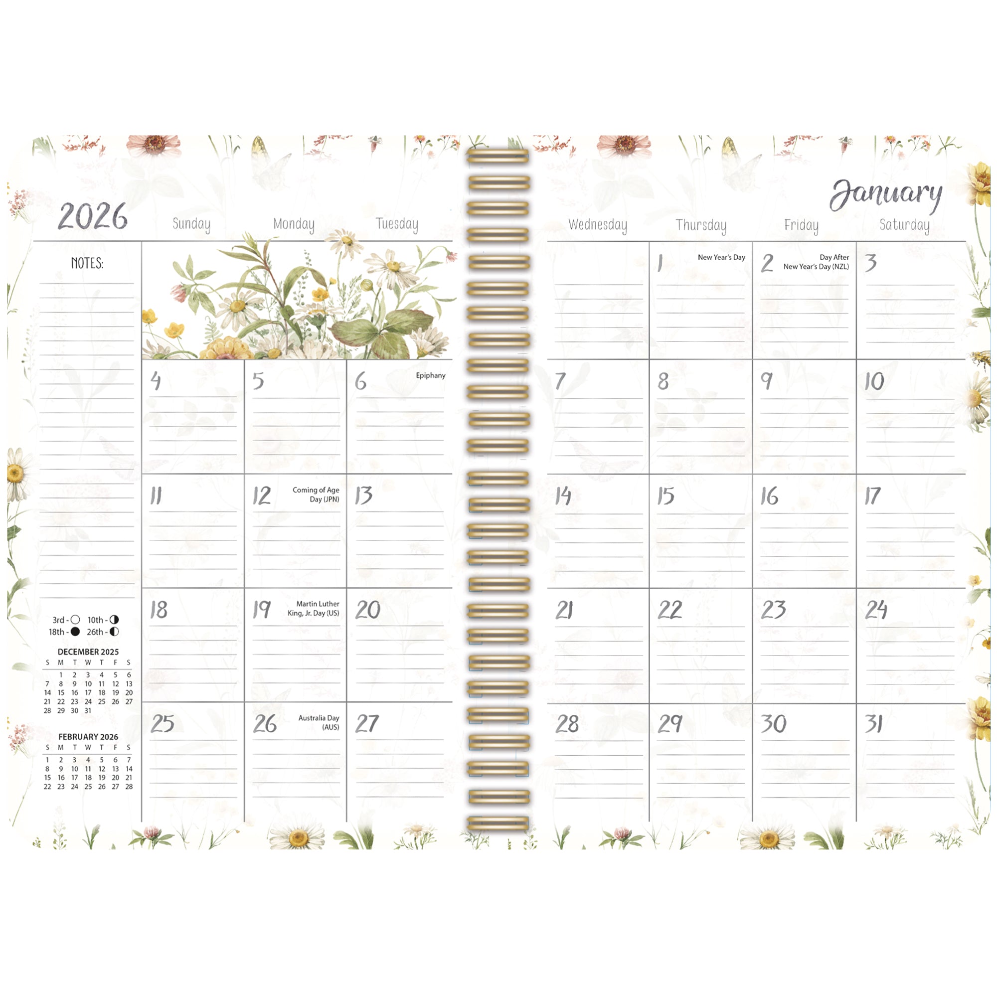 2026 LANG Watercolor Seasons - Spiral Monthly & Weekly Engagement Diary/Planner