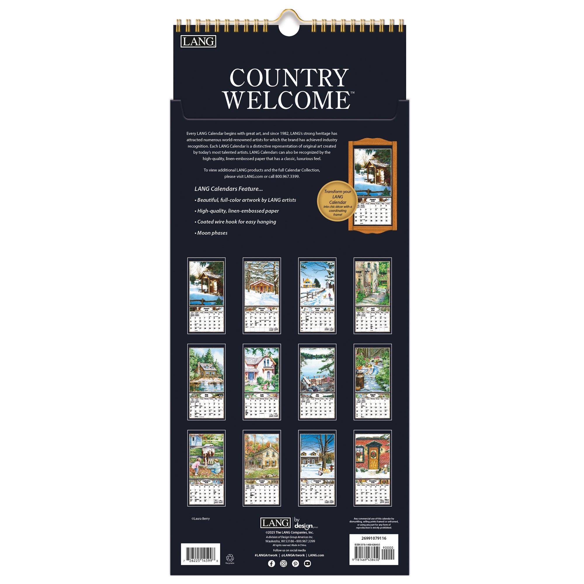 2026 LANG Country Welcome - Slim Vertical Wall Calendar