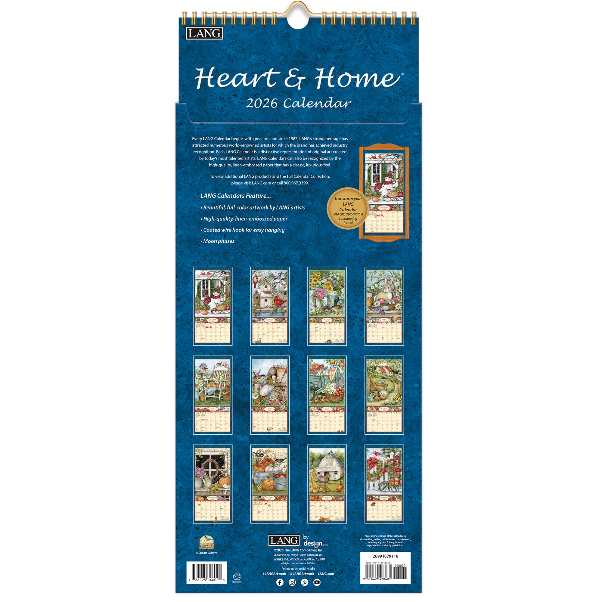 2026 LANG Heart & Home® - Slim Vertical Wall Calendar