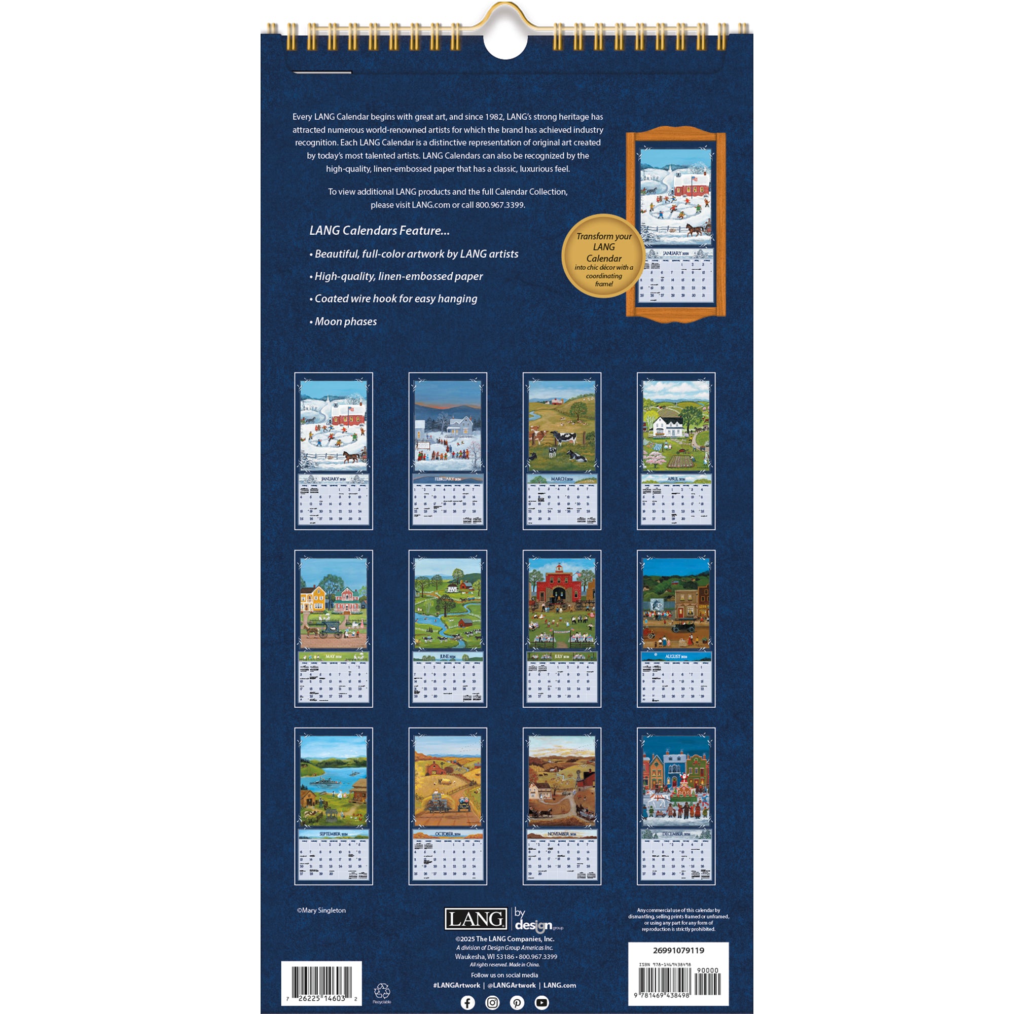 2026 LANG Folk Art™ - Slim Vertical Wall Calendar