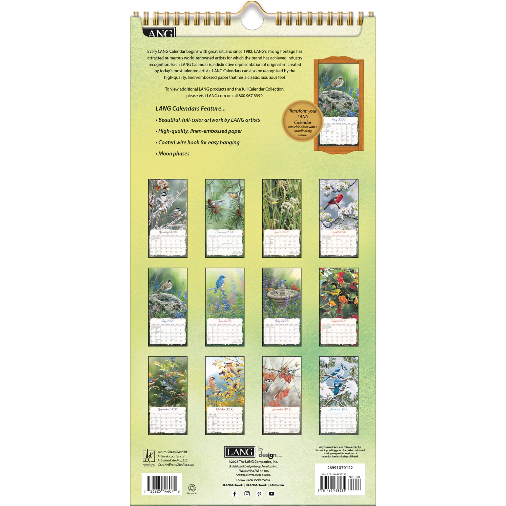 2026 LANG Songbirds™ - Slim Vertical Wall Calendar