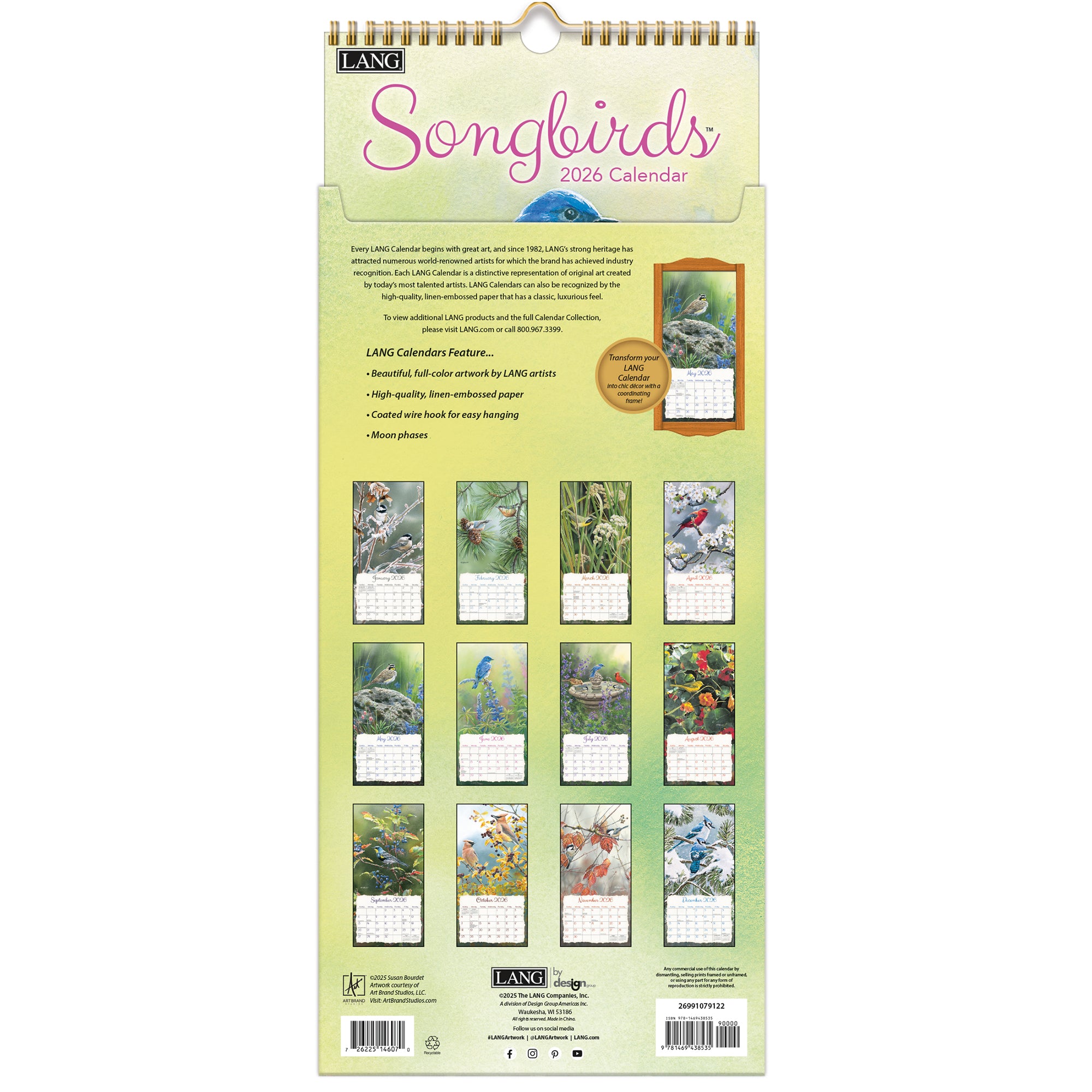 2026 LANG Songbirds™ - Slim Vertical Wall Calendar