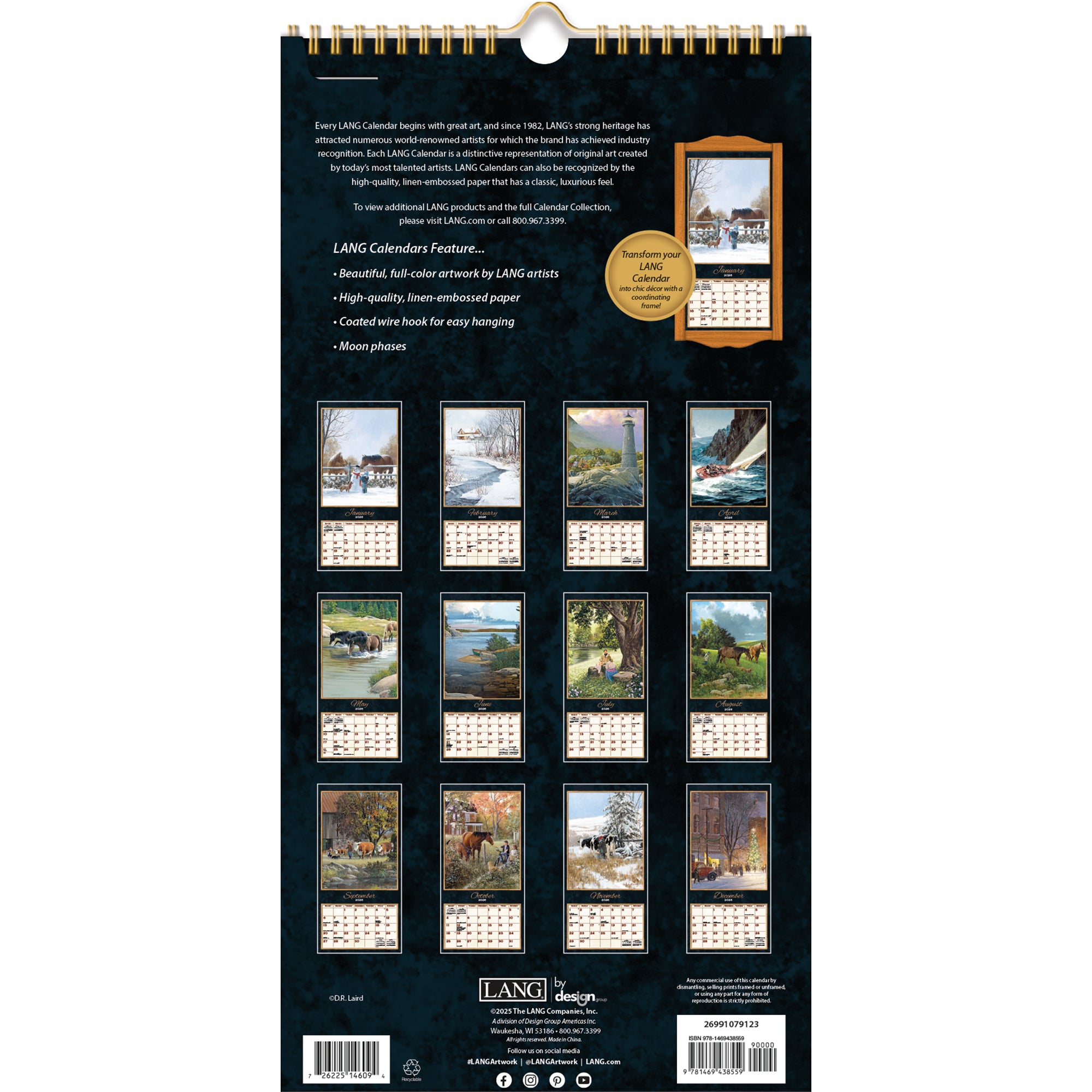 2026 LANG Treasured Times - Slim Vertical Wall Calendar