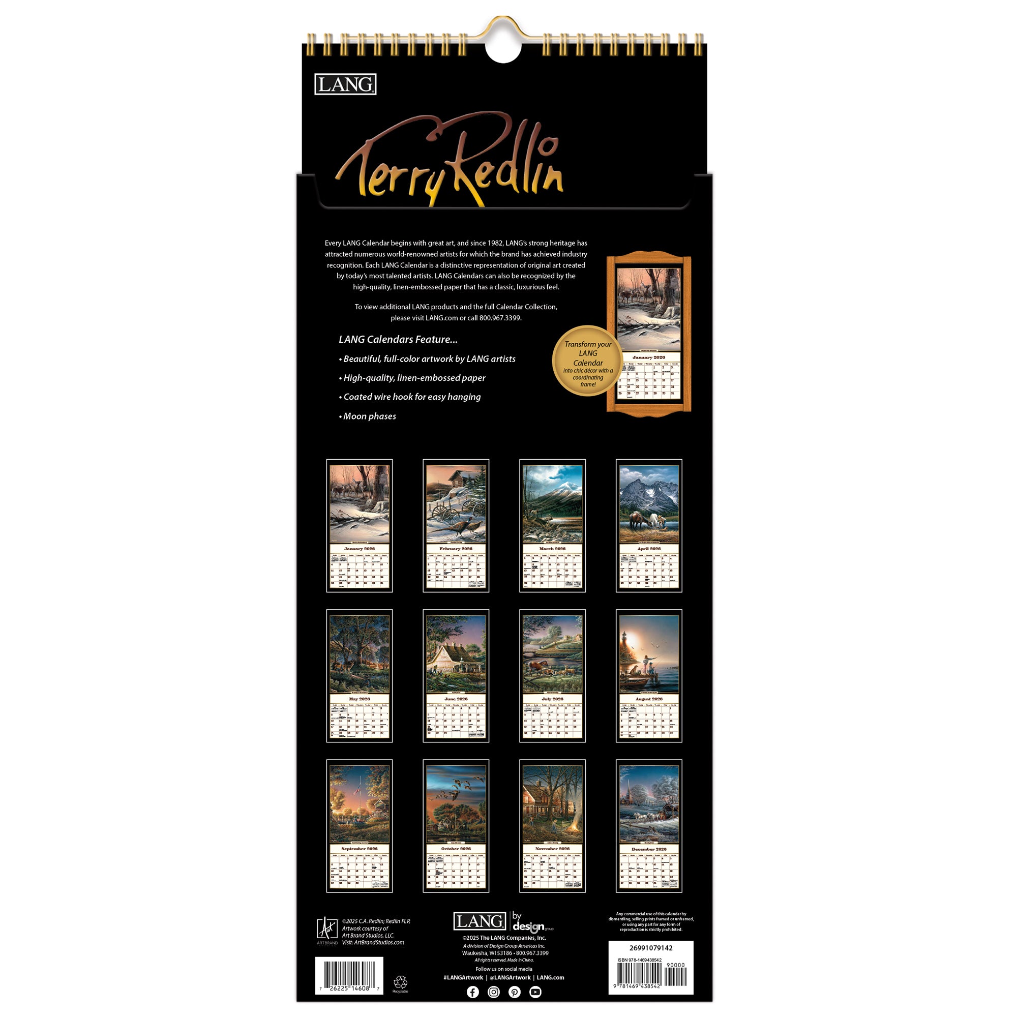 2026 LANG Terry Redlin - Slim Vertical Wall Calendar