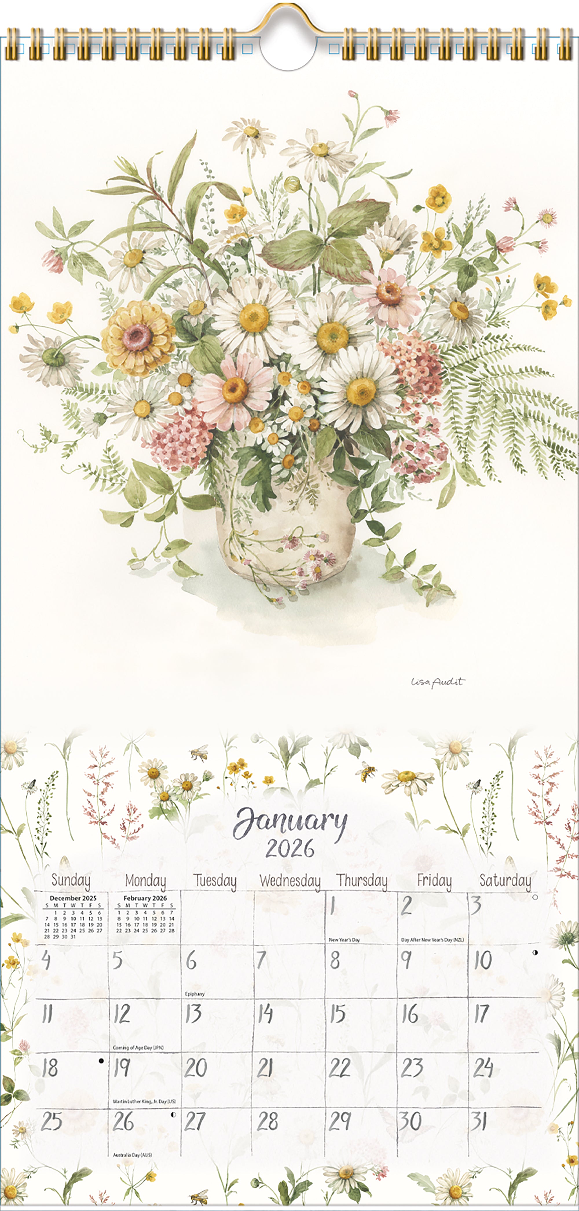 2026 LANG Watercolor Seasons - Slim Vertical Wall Calendar