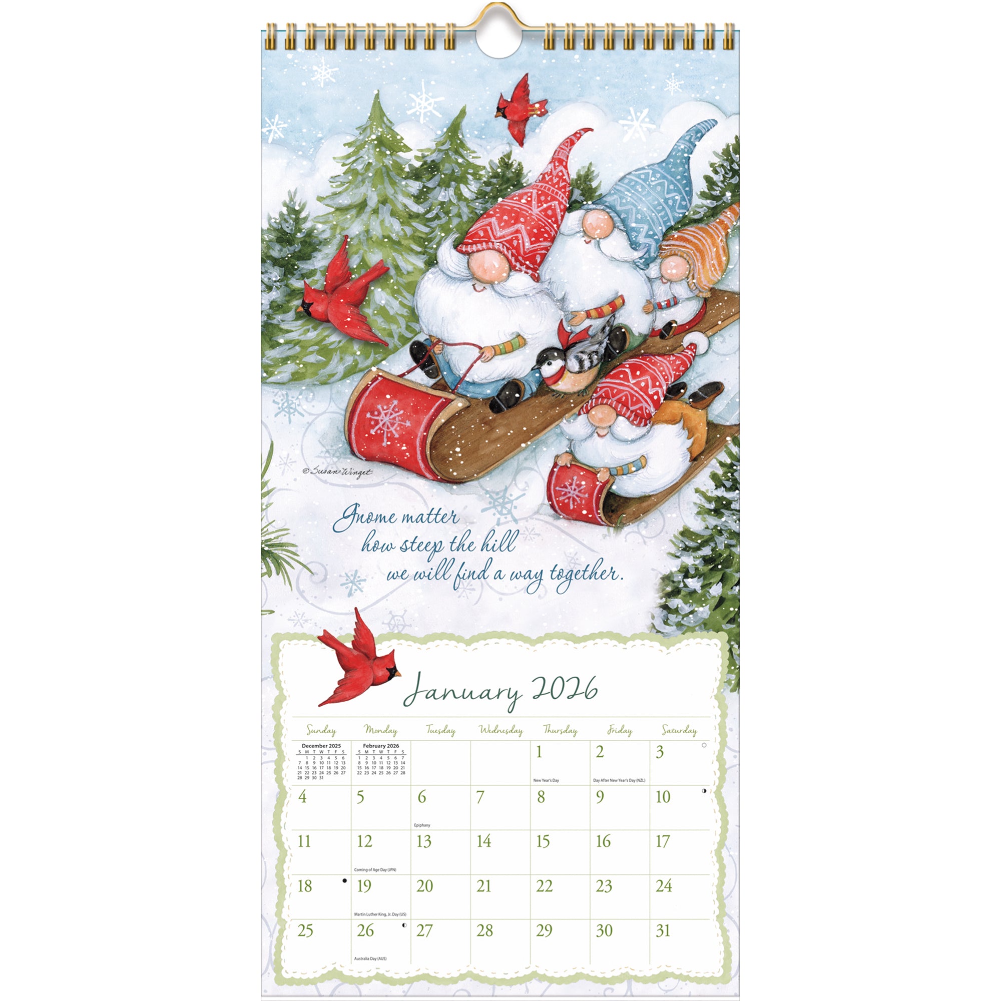 2026 LANG Gnome Sweet Gnome - Slim Vertical Wall Calendar