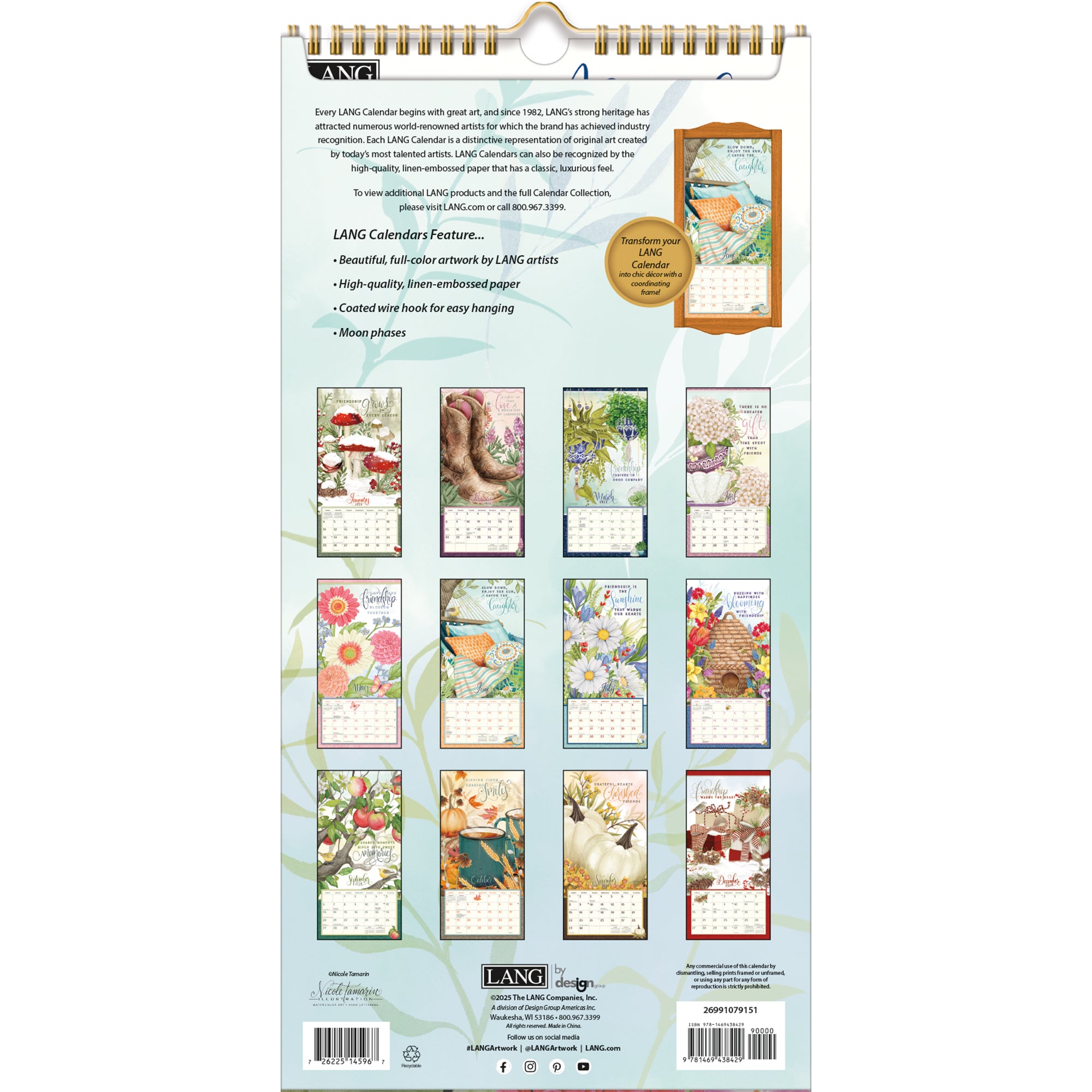 2026 LANG Abundant Friendship™ - Slim Vertical Wall Calendar