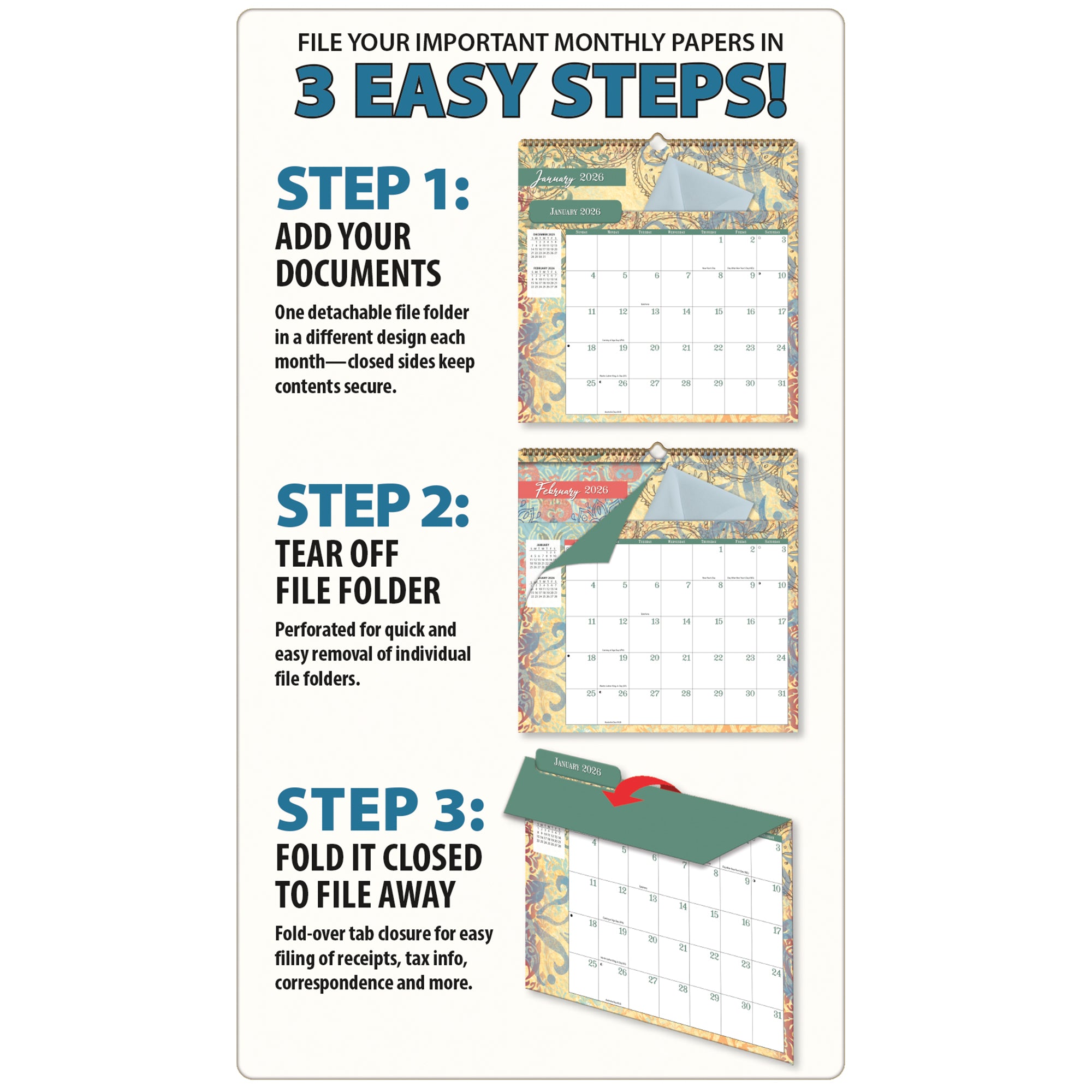 2026 LANG Bohemian - File-It Square Wall Calendar