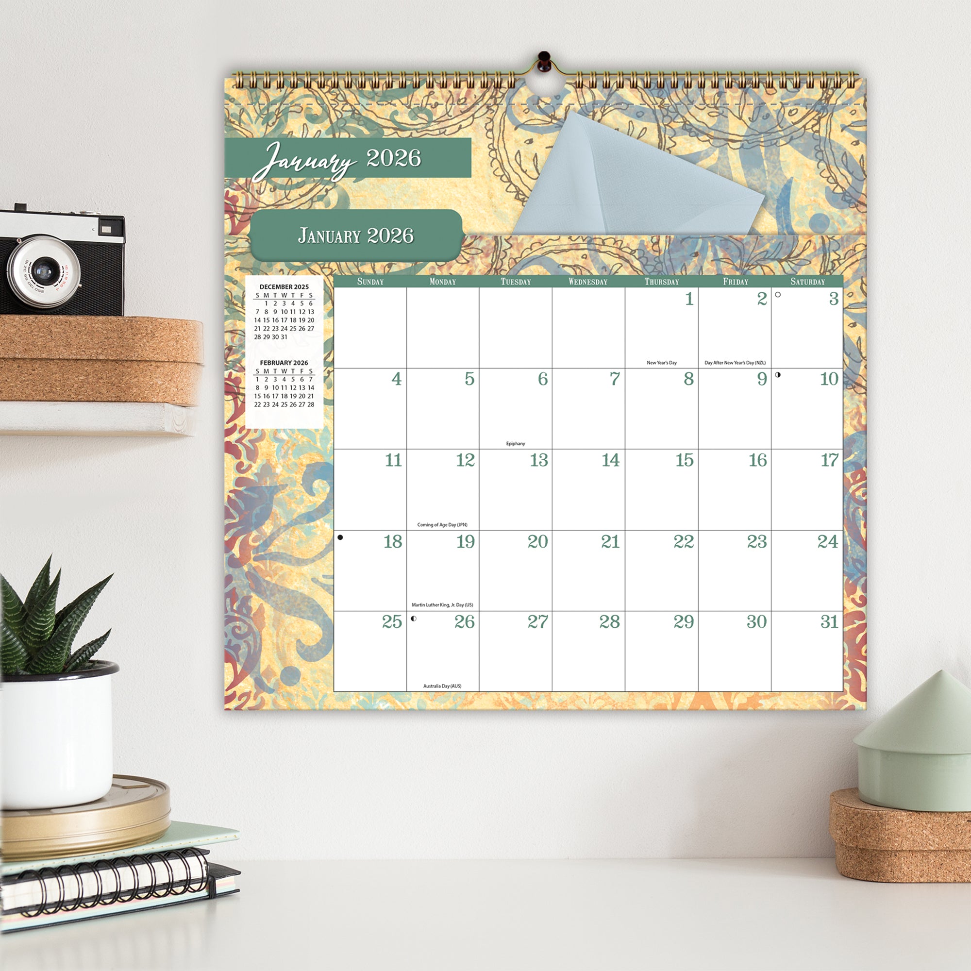 2026 LANG Bohemian - File-It Square Wall Calendar