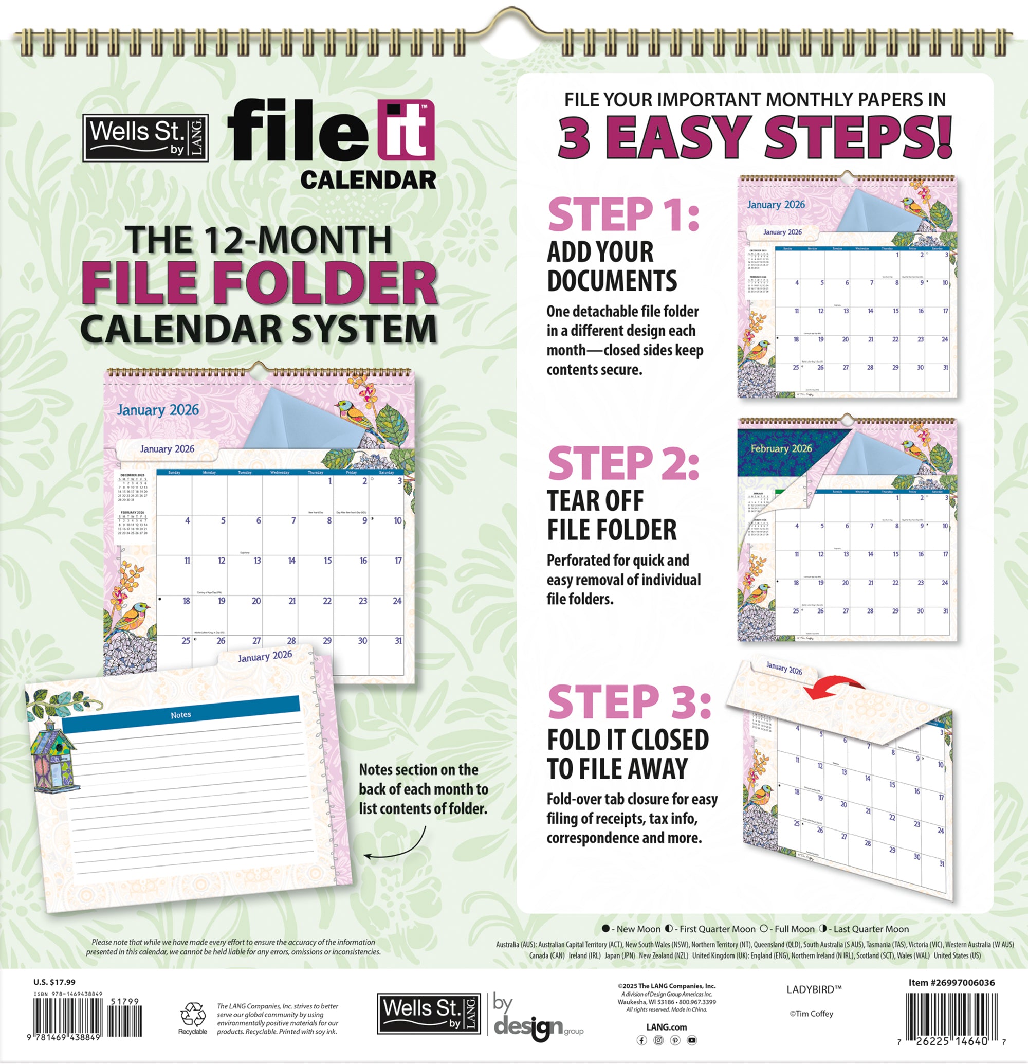 2026 LANG Ladybird - File-It Square Wall Calendar