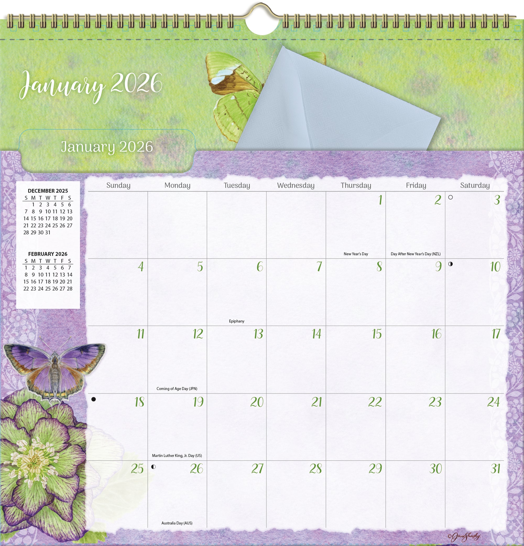 2026 LANG Butterflies - File-It Square Wall Calendar