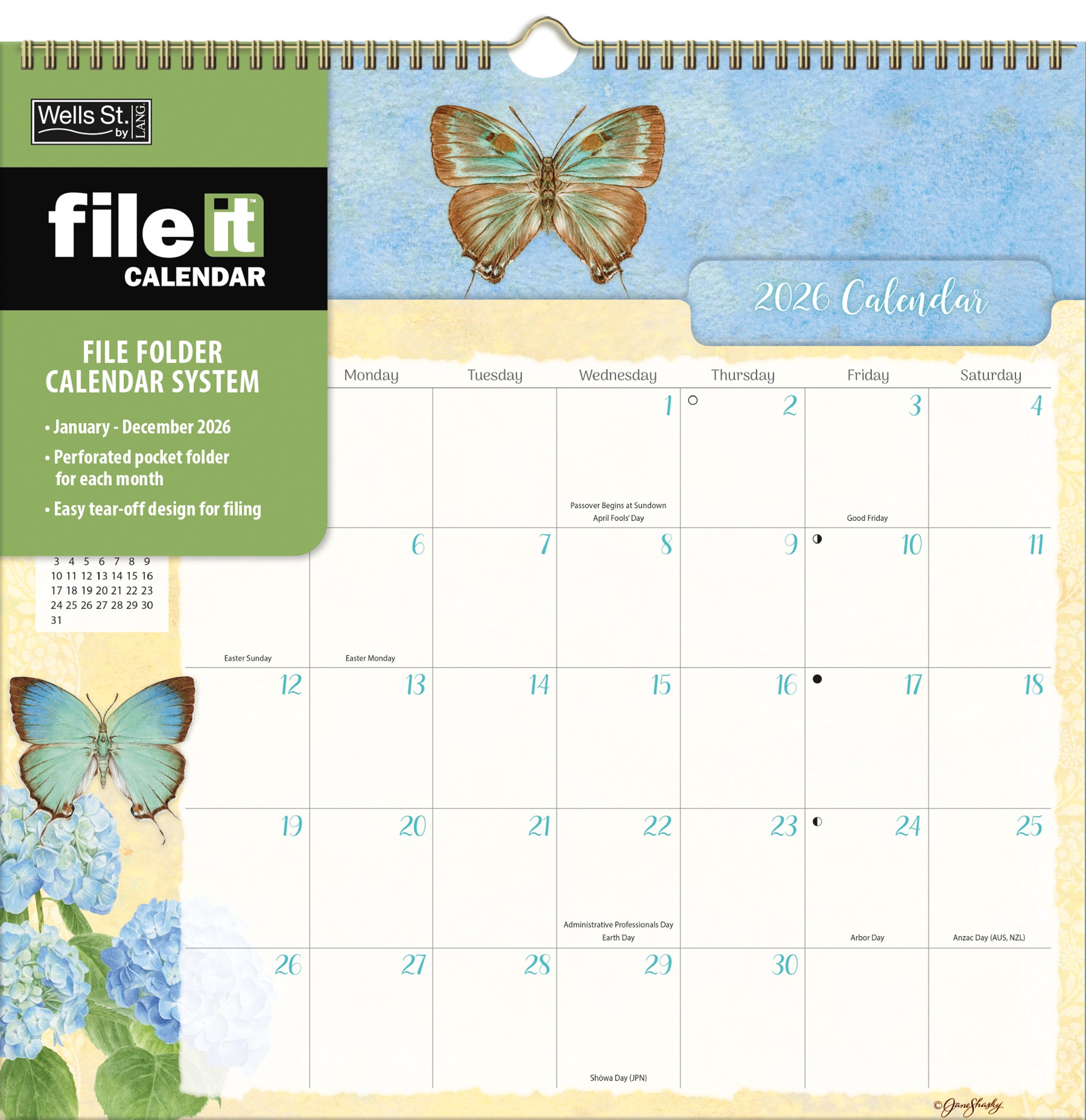 2026 LANG Butterflies - File-It Square Wall Calendar