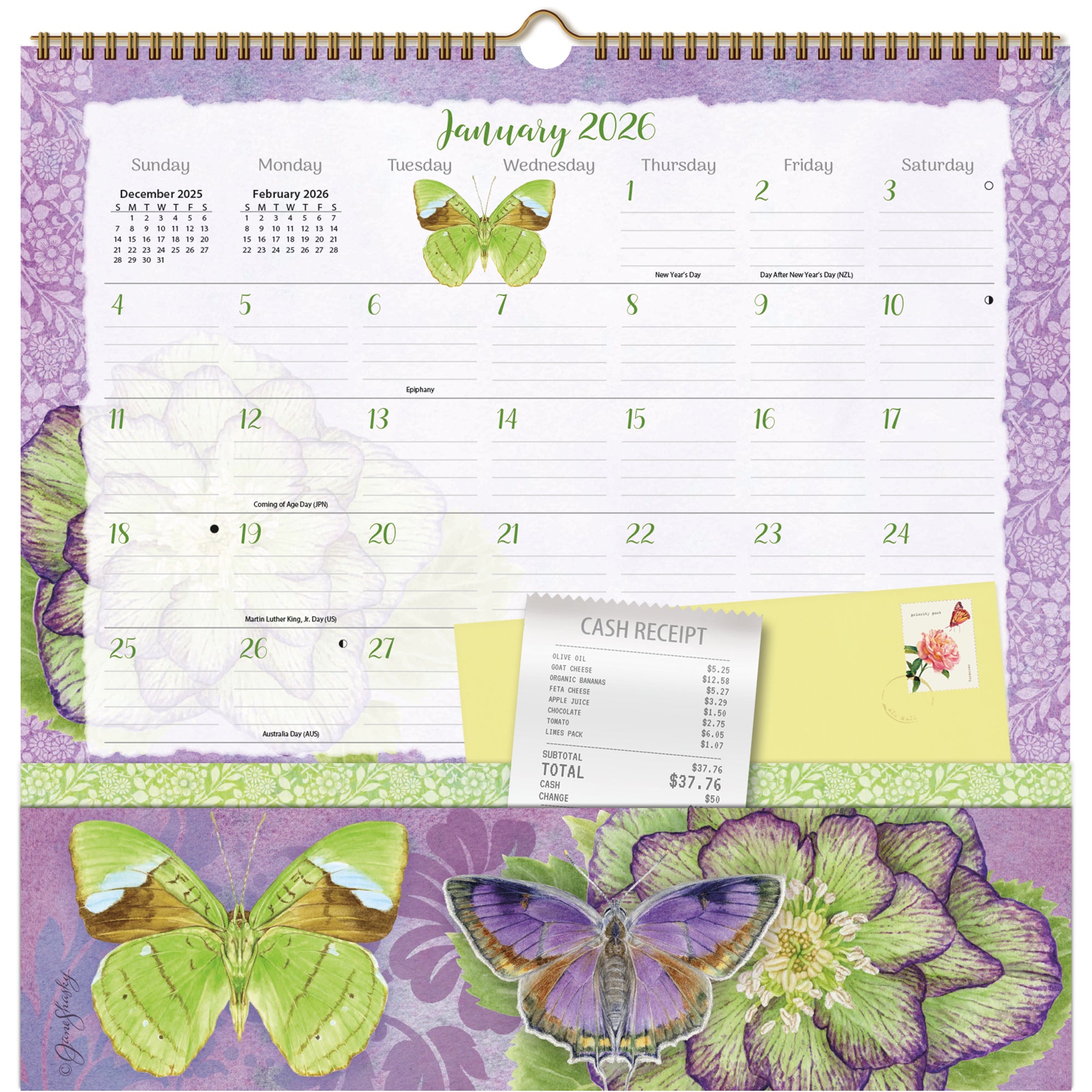 2026 LANG Butterflies - Note Nook Square Wall Calendar
