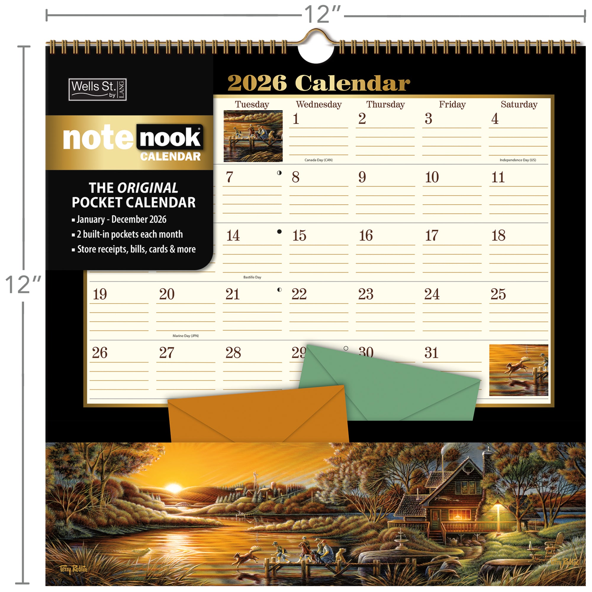 2026 LANG Terry Redlin - Note Nook Square Wall Calendar