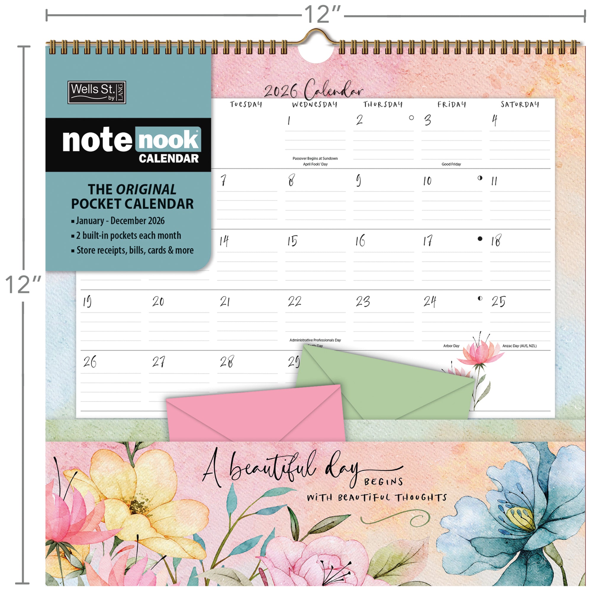 2026 LANG Country Pleasures - Note Nook Square Wall Calendar