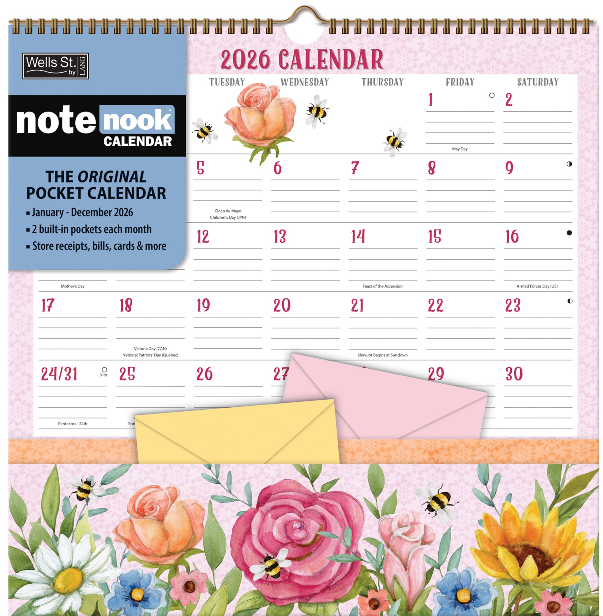 2026 LANG Folk Song - Note Nook Square Wall Calendar