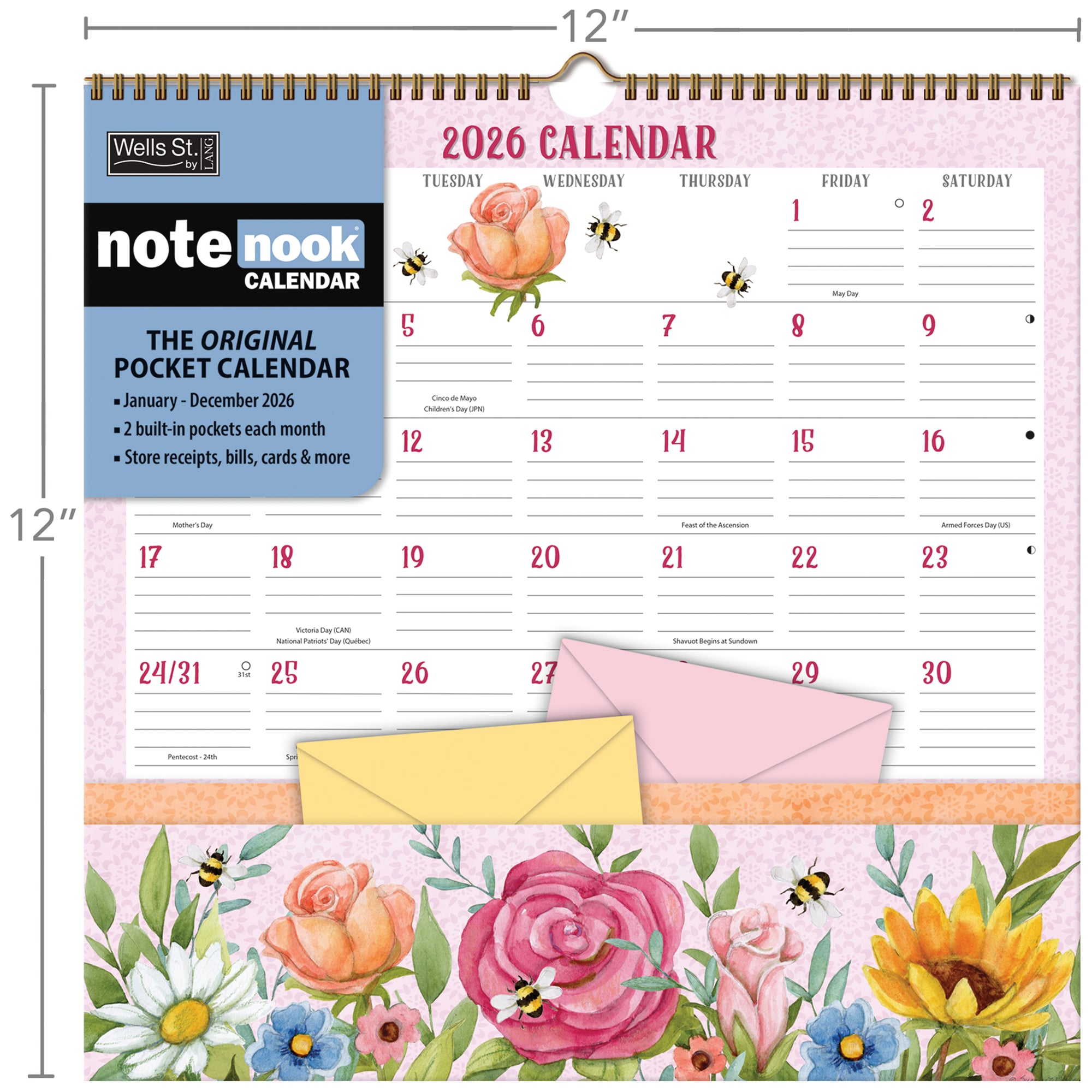 2026 LANG Folk Song - Note Nook Square Wall Calendar