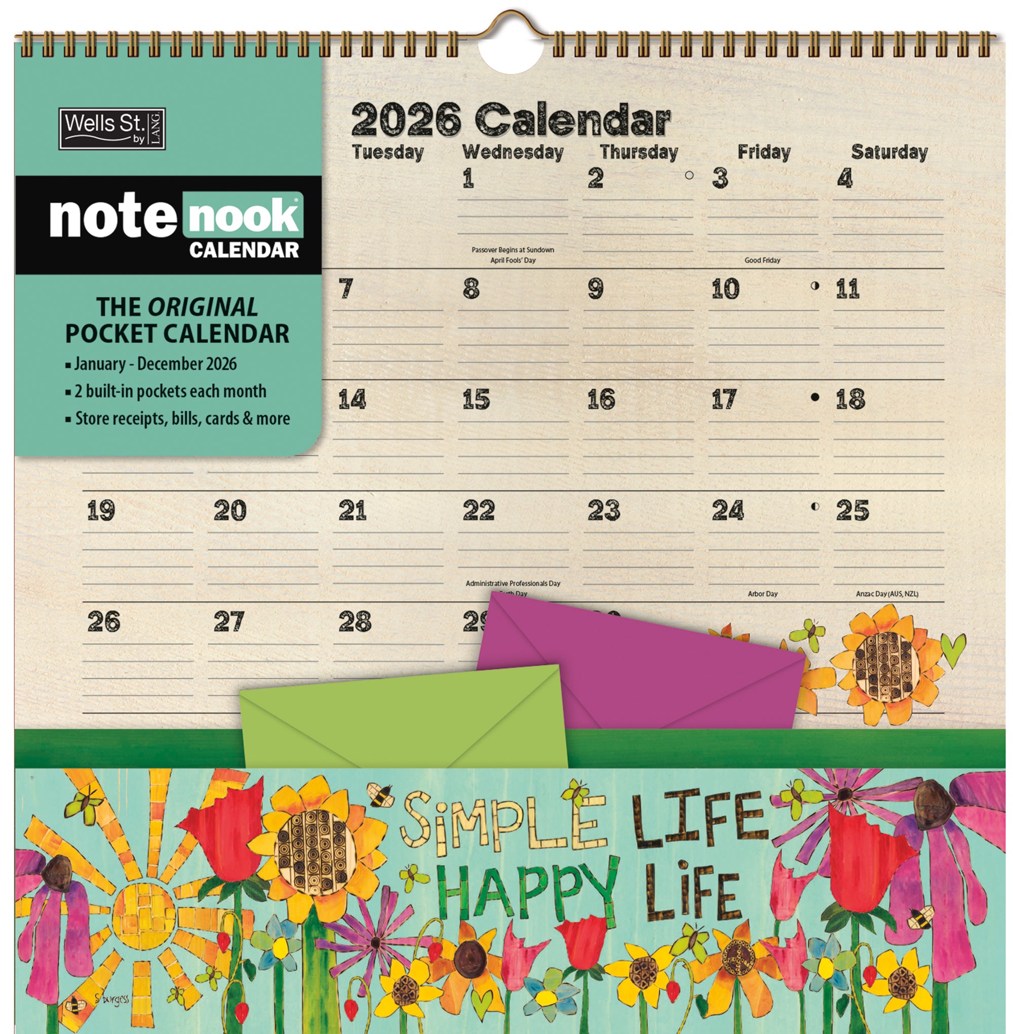 2026 LANG Peace Of Life - Note Nook Square Wall Calendar