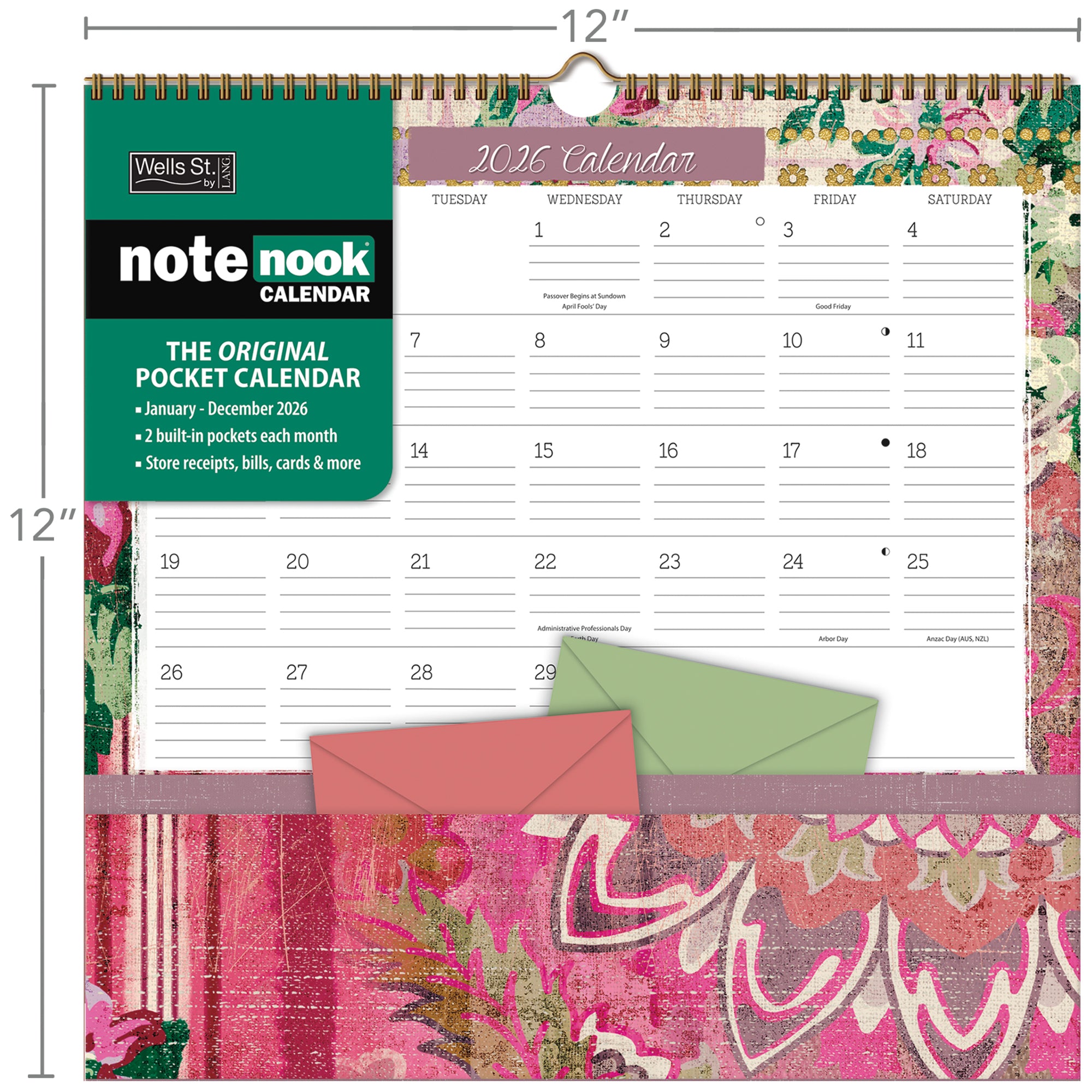 2026 LANG Patina Vie - Note Nook Square Wall Calendar