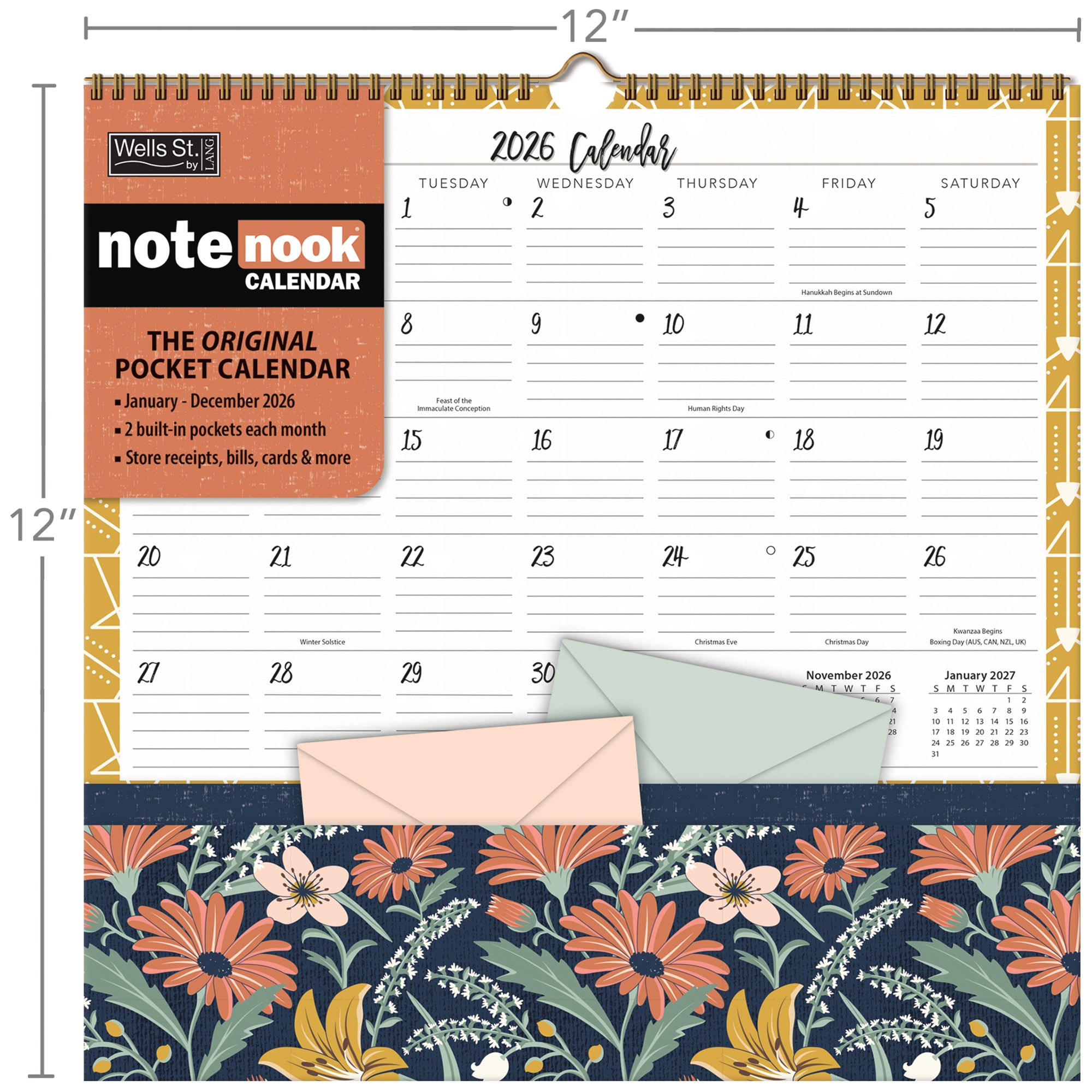 2026 LANG Flora & Fauna - Note Nook Square Wall Calendar