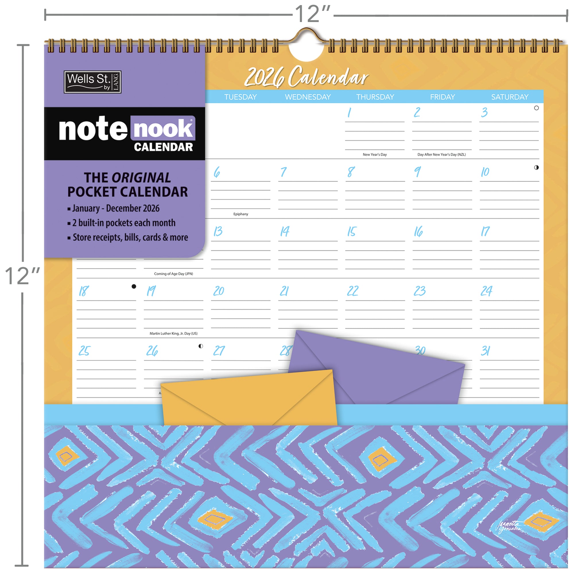 2026 LANG Abstract Expressions - Note Nook Square Wall Calendar