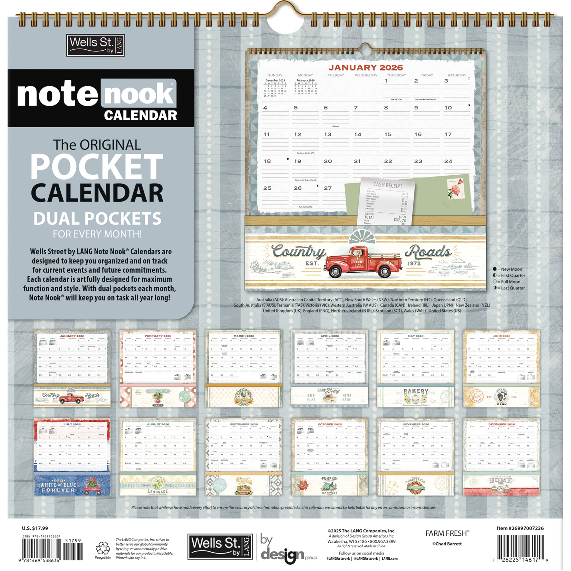 2026 LANG Farm Fresh - Note Nook Square Wall Calendar