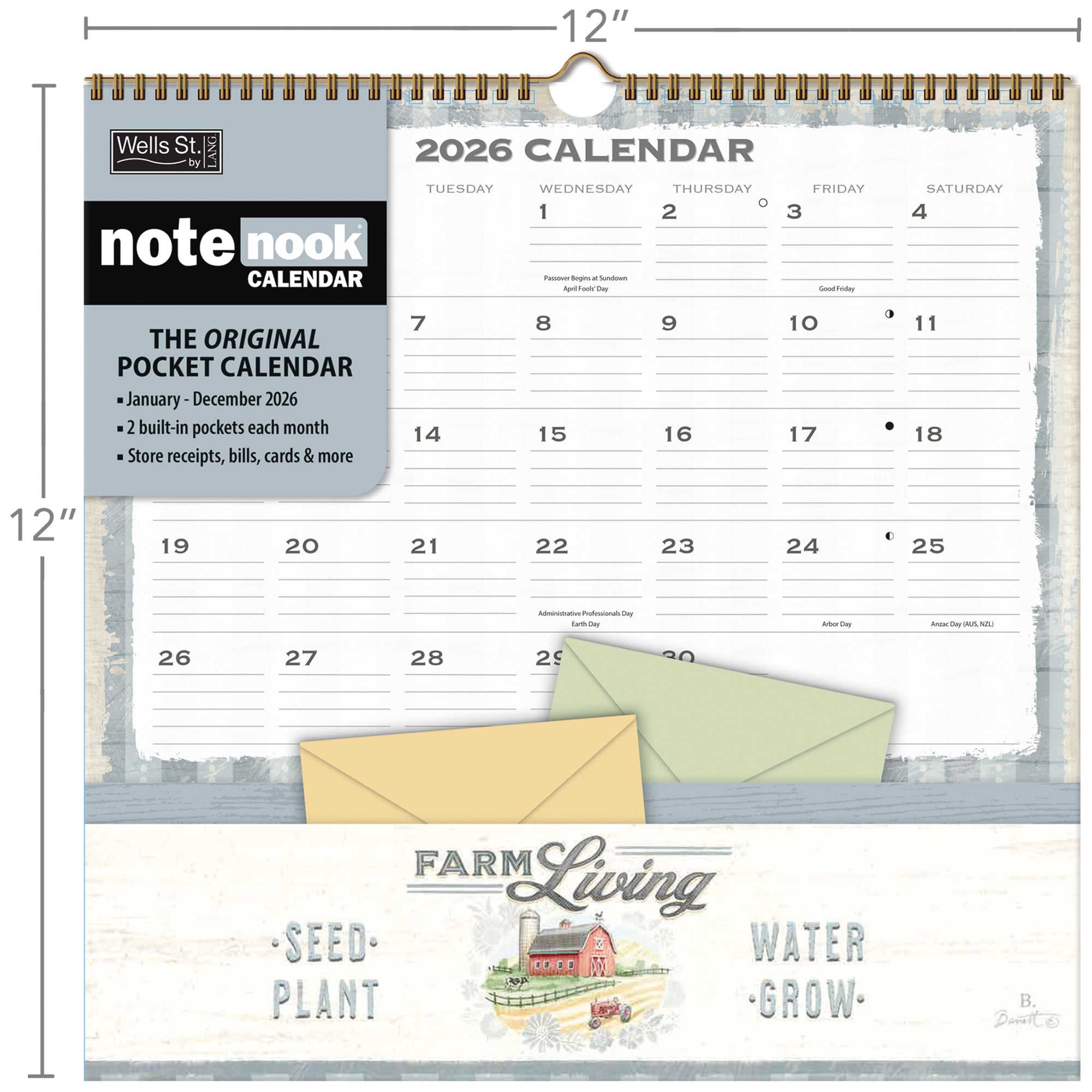 2026 LANG Farm Fresh - Note Nook Square Wall Calendar