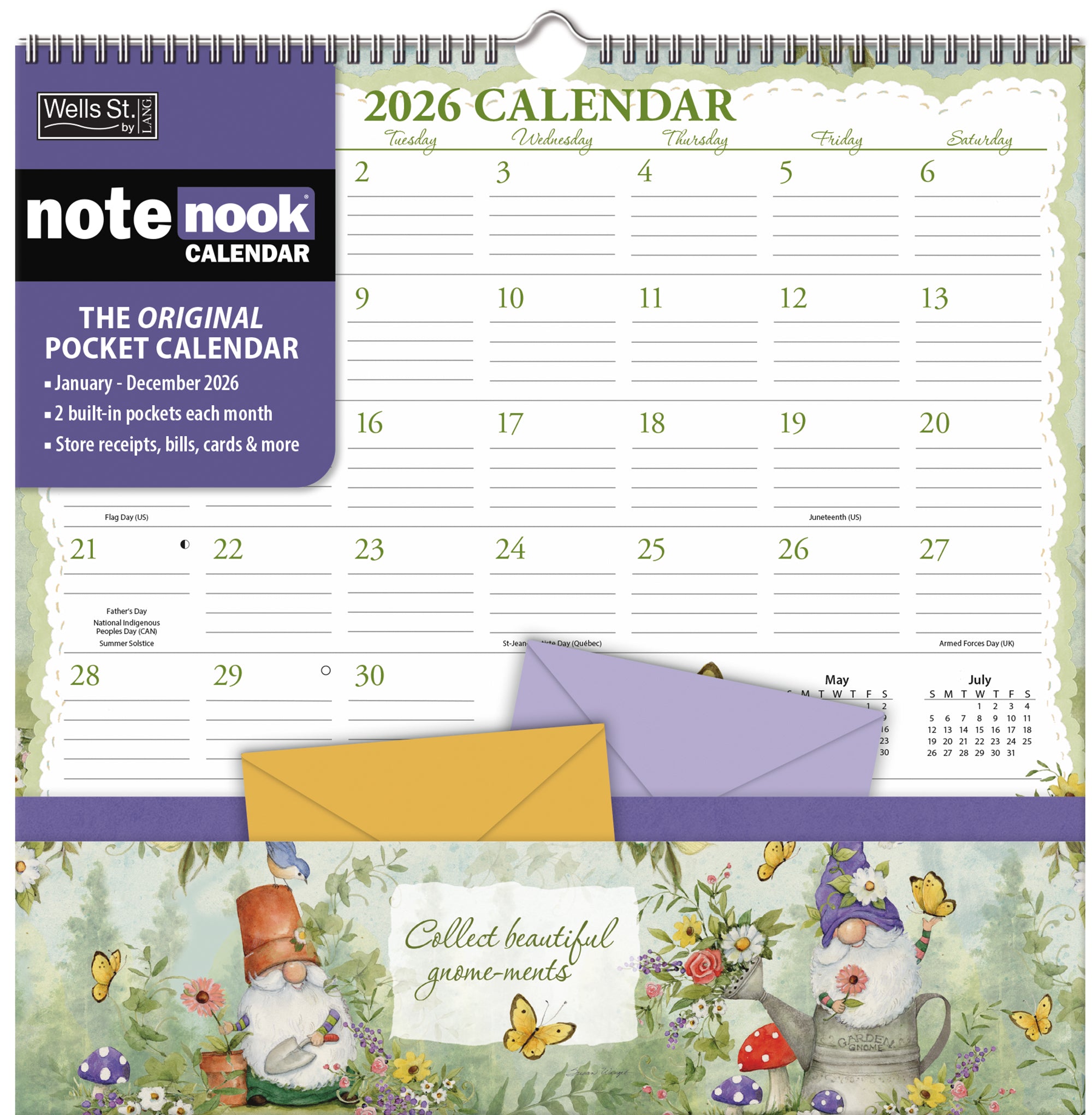 2026 LANG Gnomes - Note Nook Square Wall Calendar