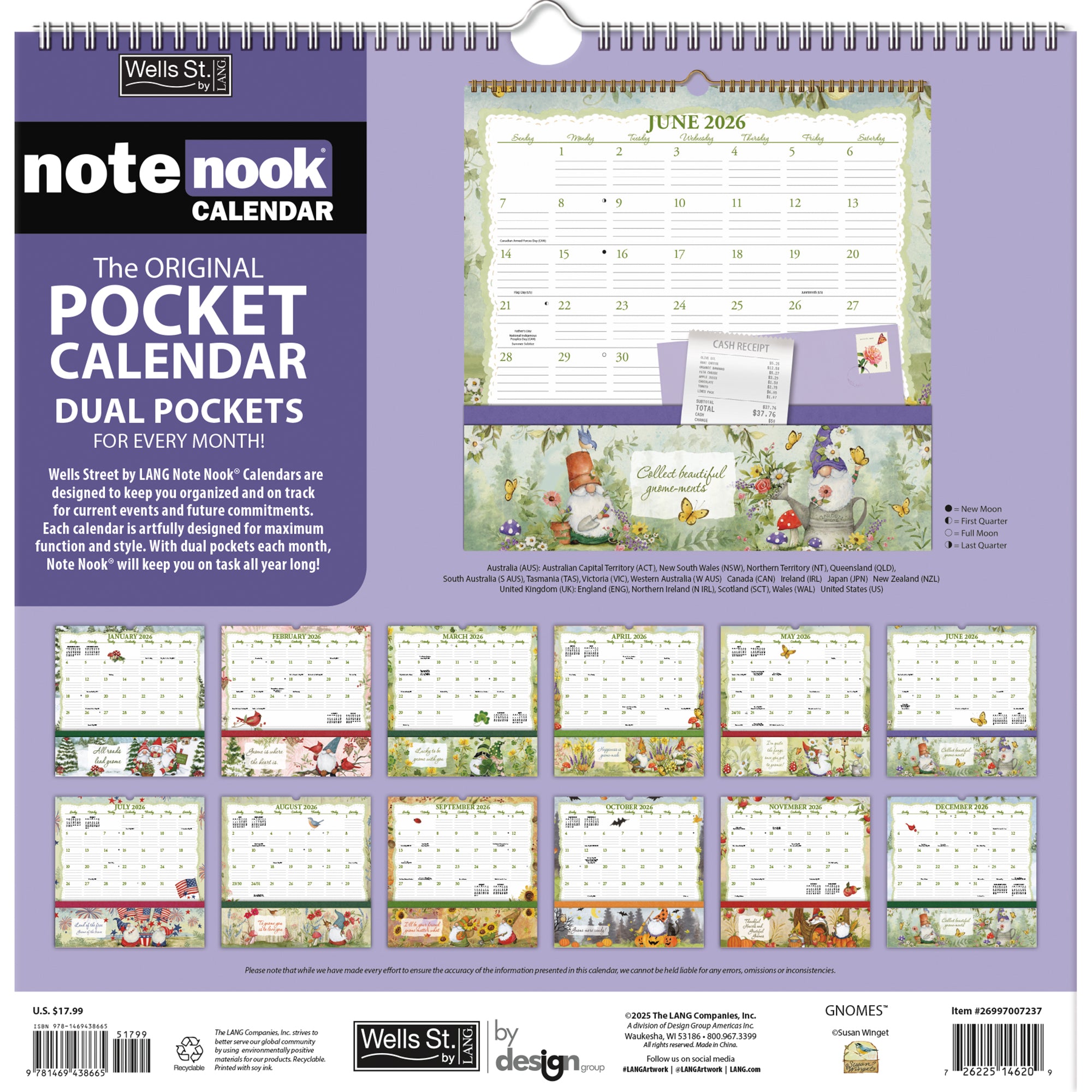 2026 LANG Gnomes - Note Nook Square Wall Calendar