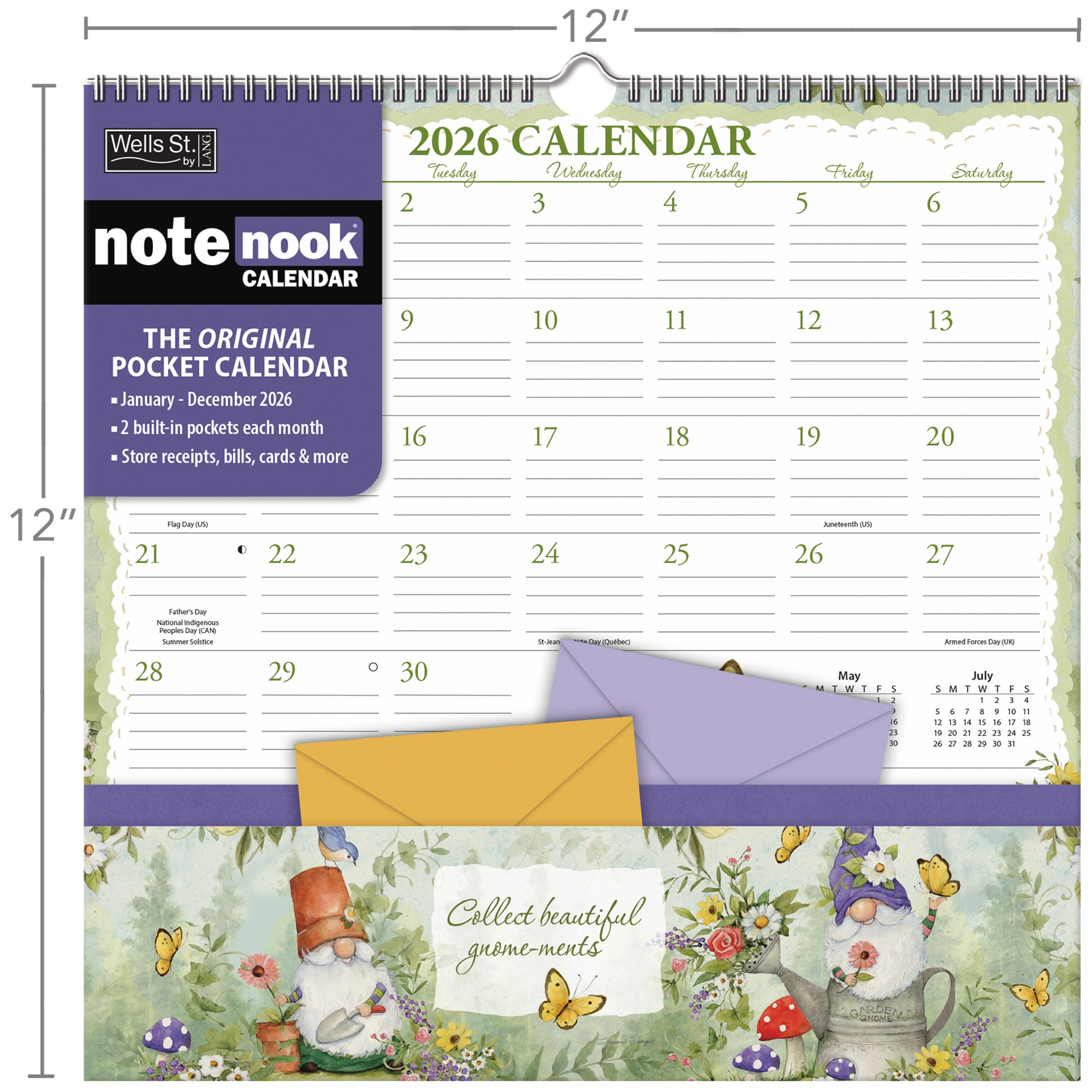 2026 LANG Gnomes - Note Nook Square Wall Calendar